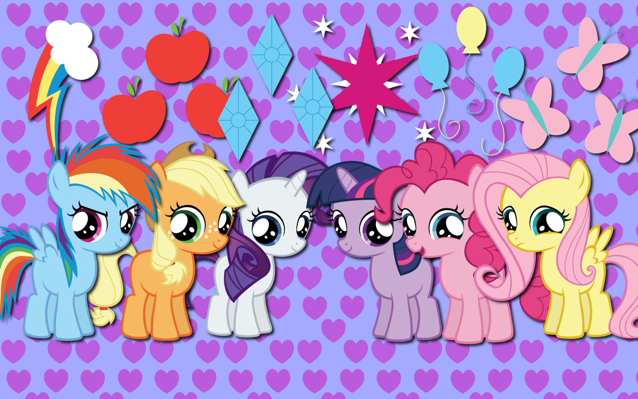 My Little Pony Group with Colorful Cutie Marks HD Wallpaper