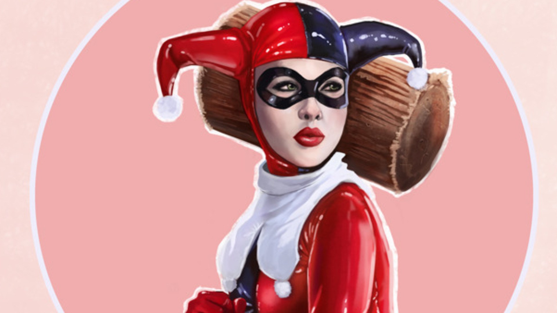 Harley Quinn with a wooden mallet HD Wallpaper