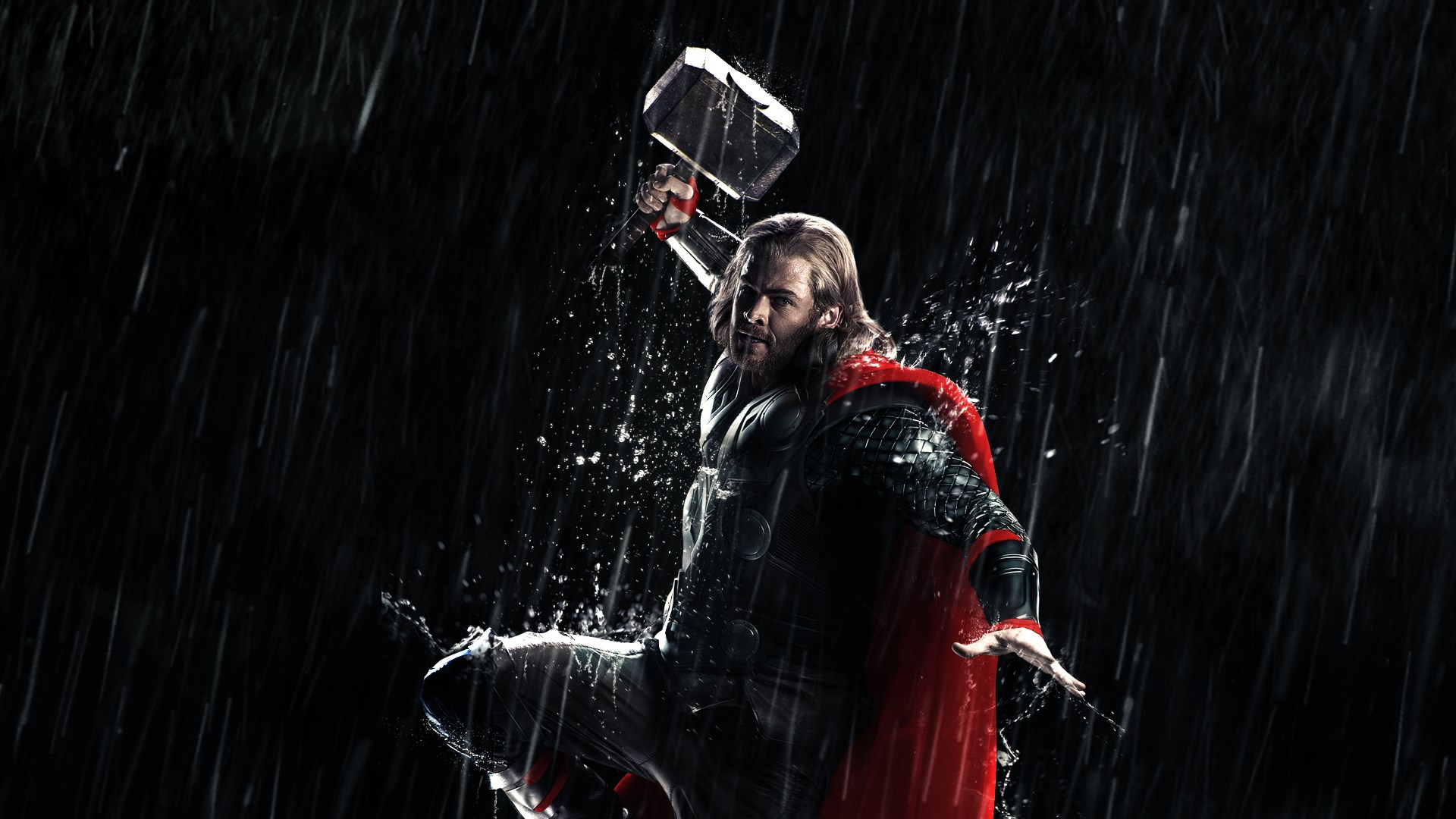 Thor from Marvel Comics in the rain HD Wallpaper