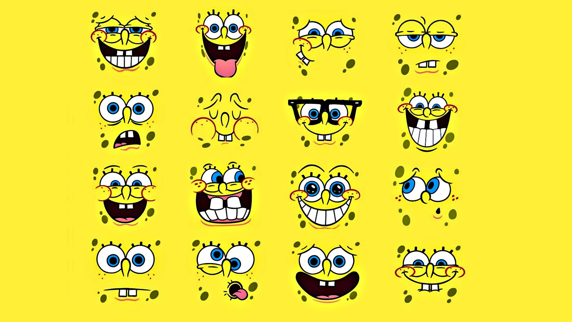 SpongeBob SquarePants faces collage HD Wallpaper
