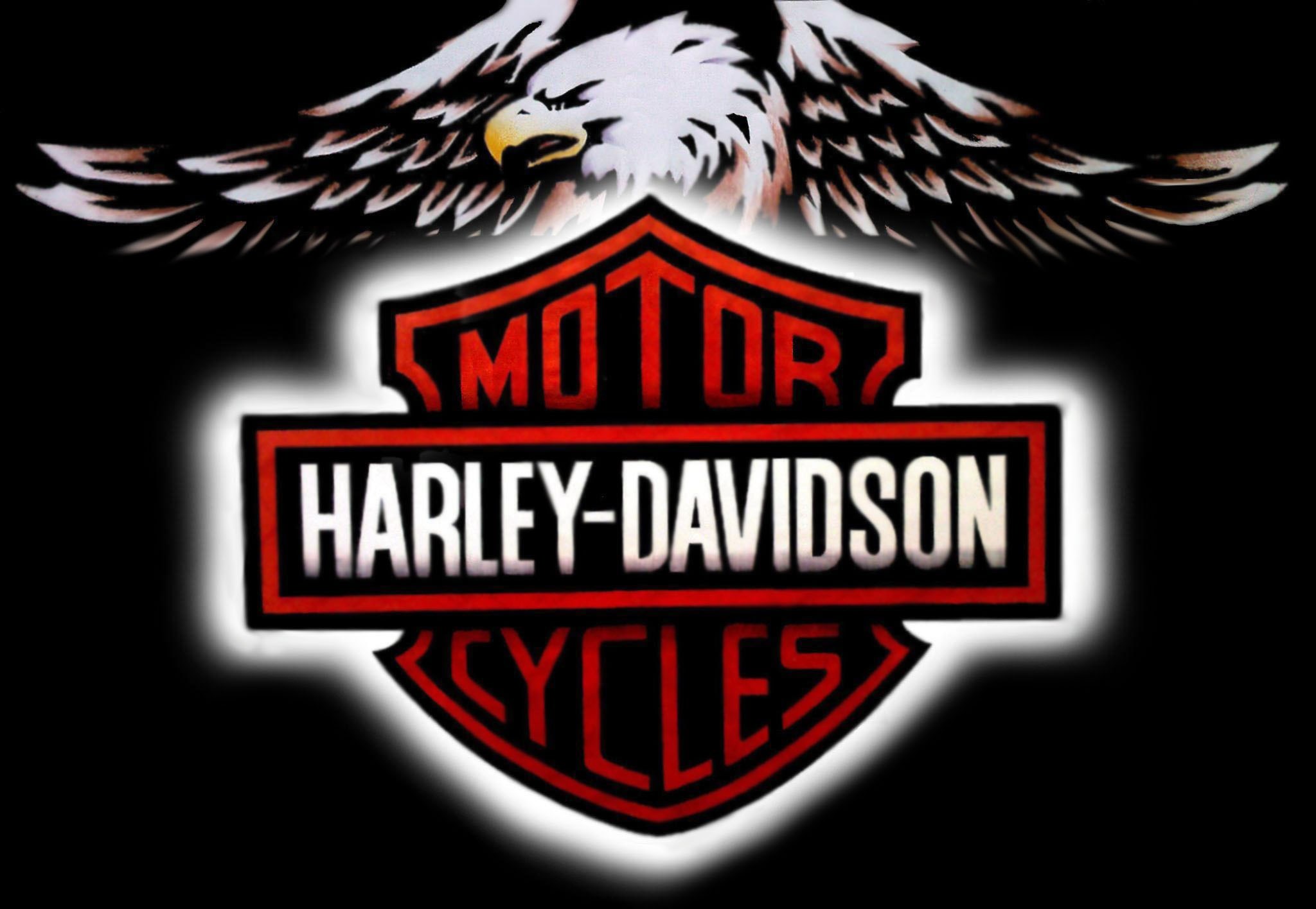 Harley-Davidson Motor Cycles Logo with Eagle HD Wallpaper