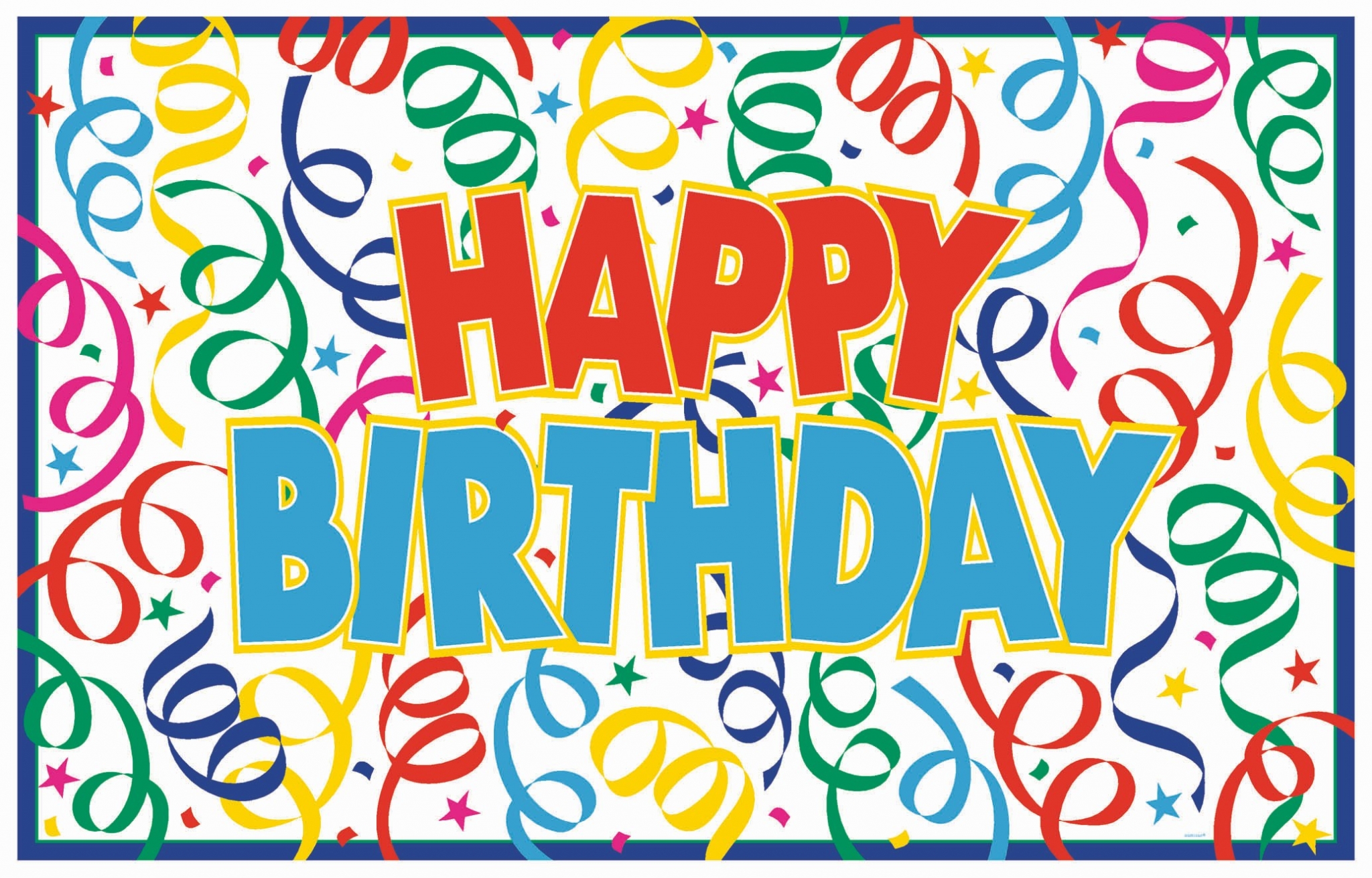 Happy Birthday banner with confetti and streamers HD Wallpaper