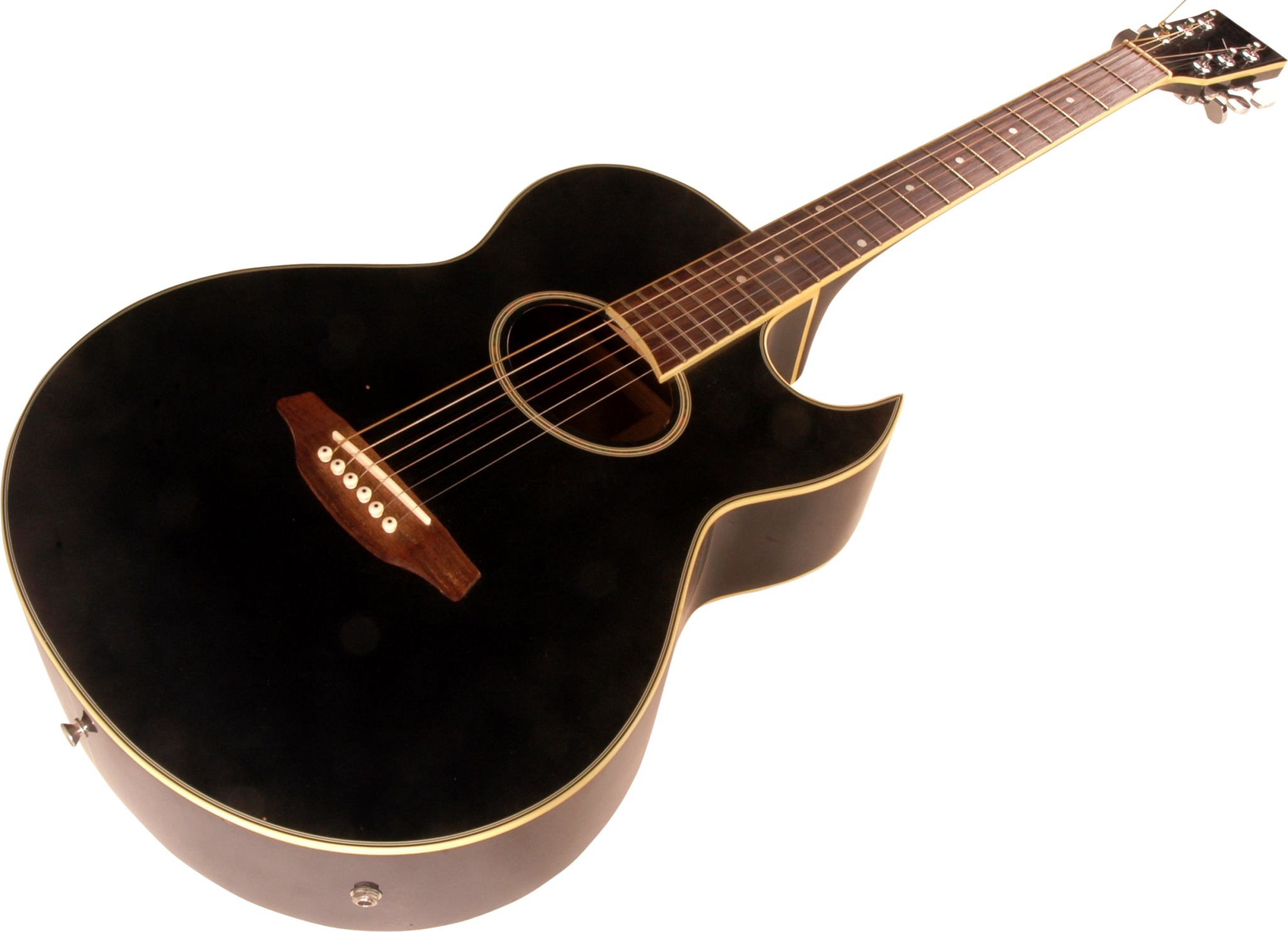 Black acoustic guitar on a white background HD Wallpaper