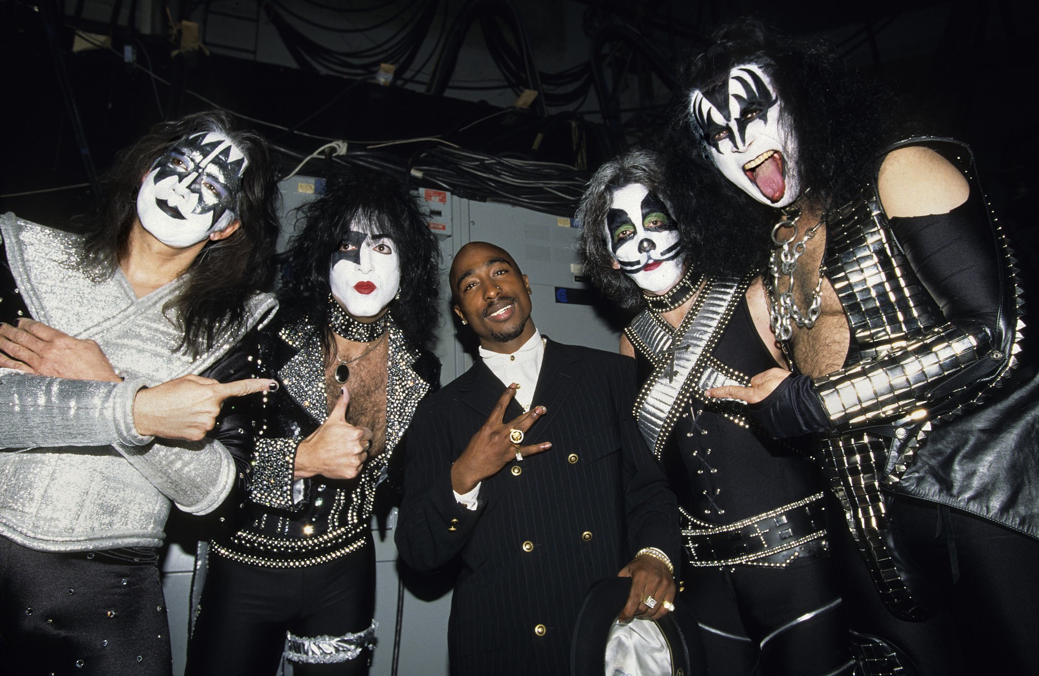 Tupac Shakur with KISS band members HD Wallpaper
