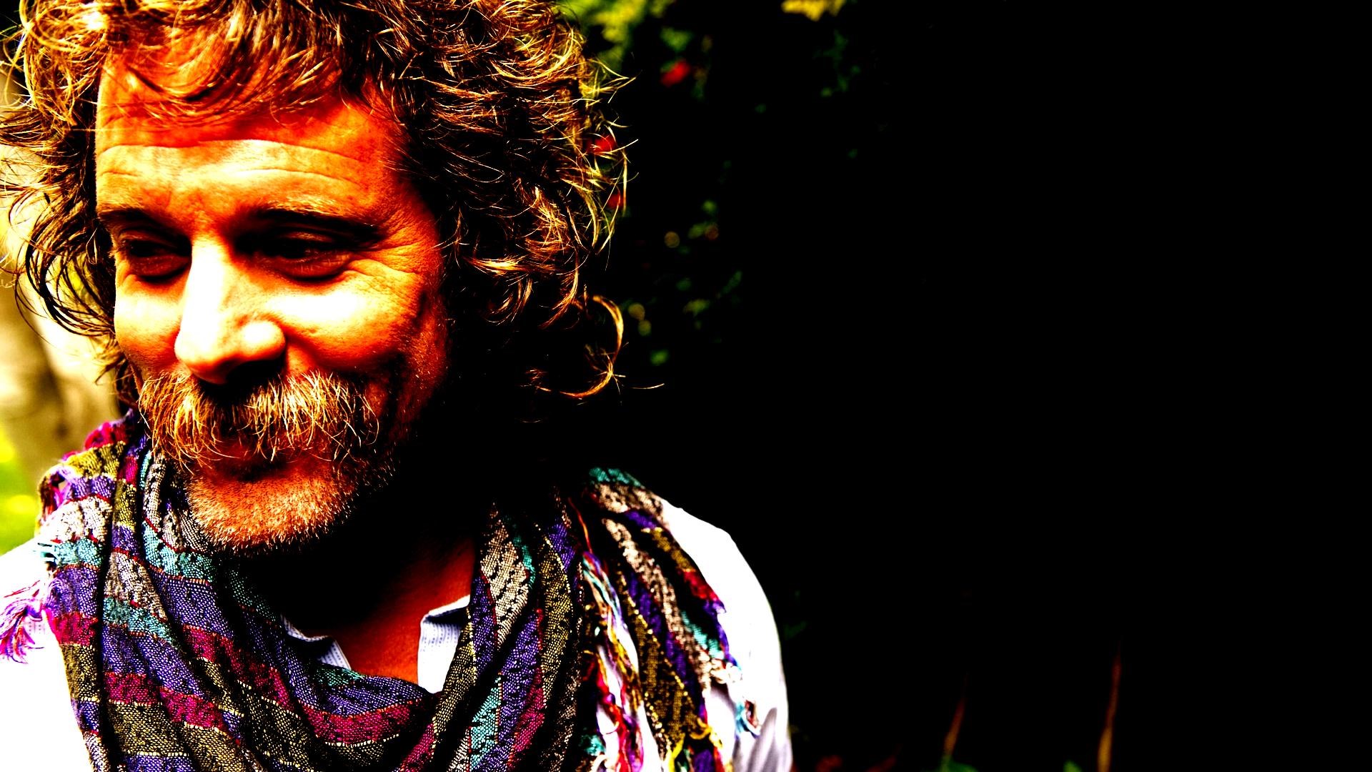 Man with mustache and scarf HD Wallpaper