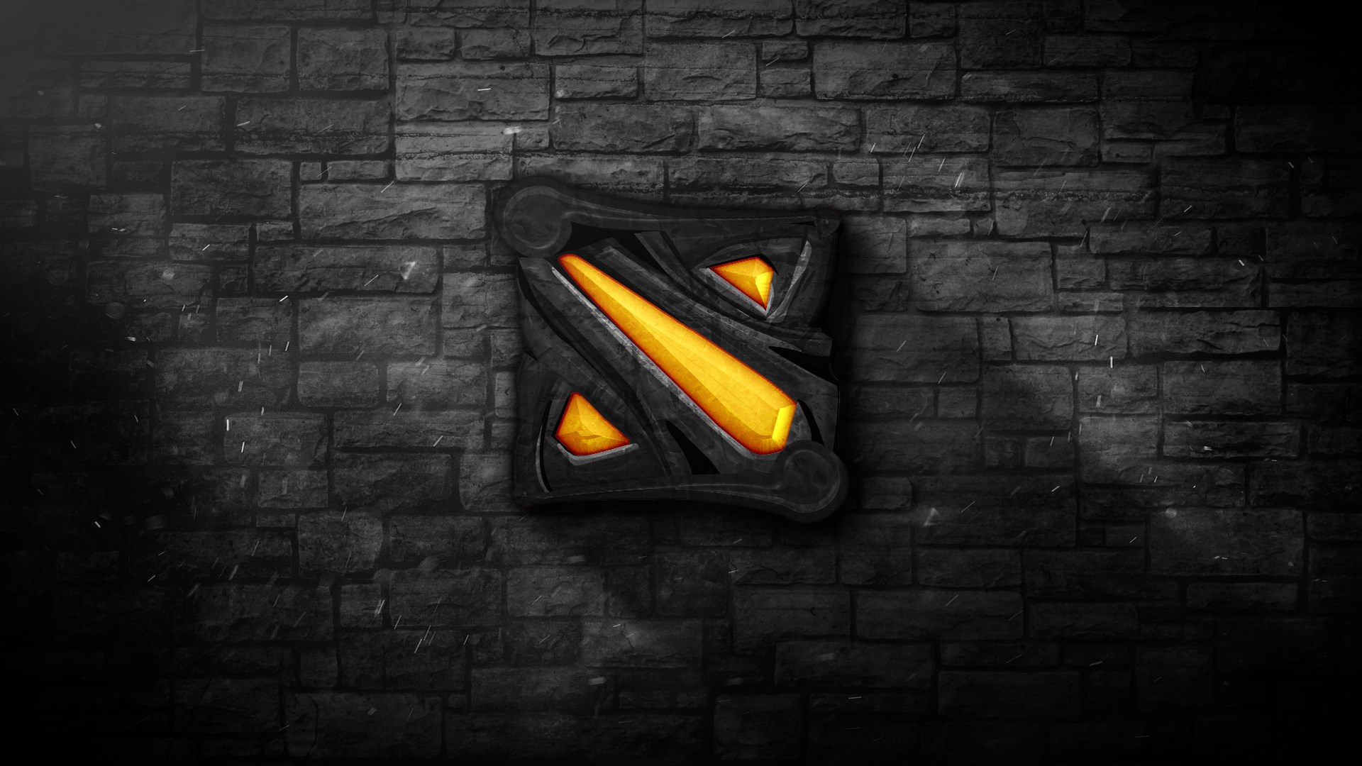 Dota 2 logo on a stone wall HD Wallpaper