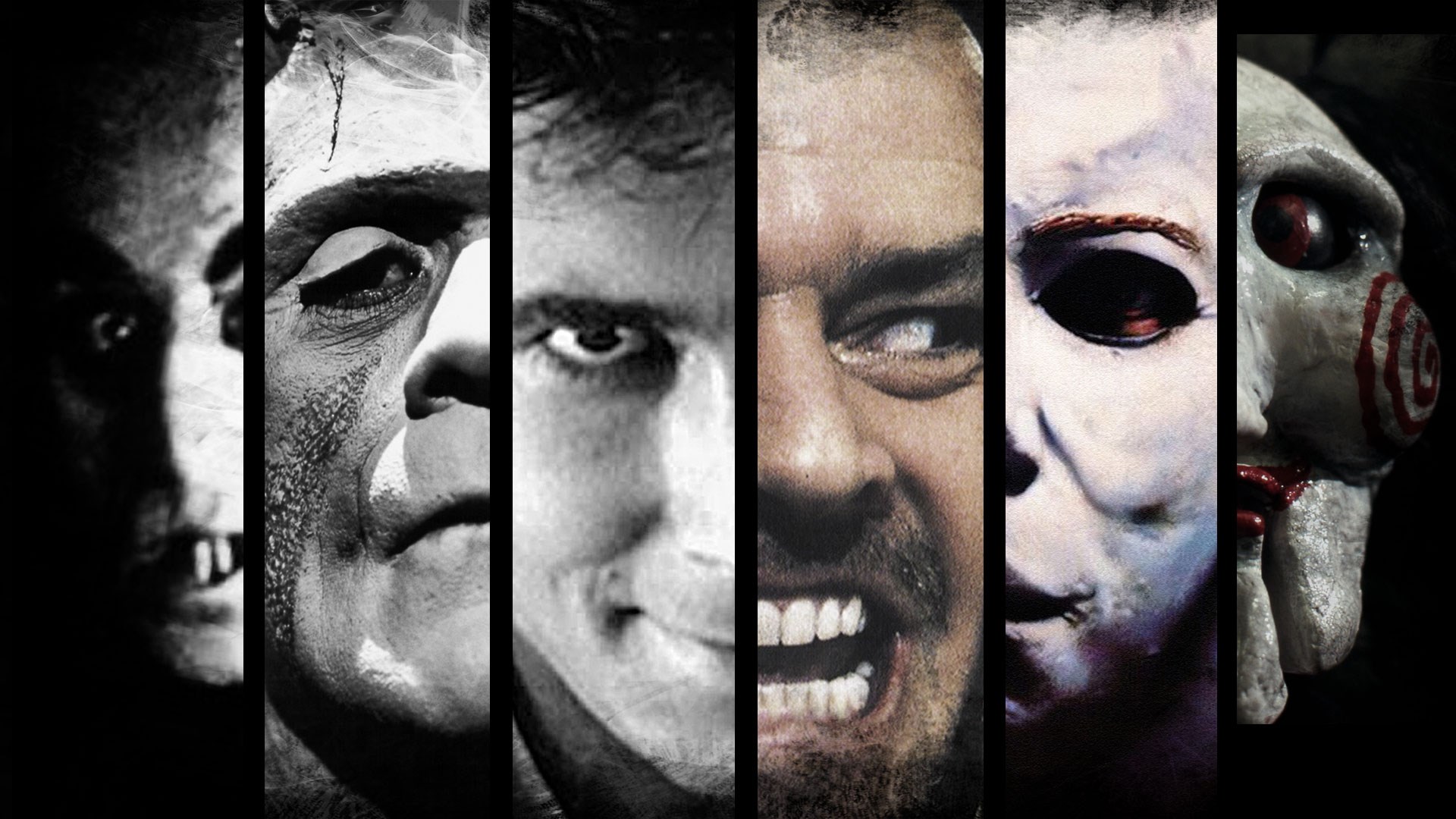Collage of horror movie villains HD Wallpaper