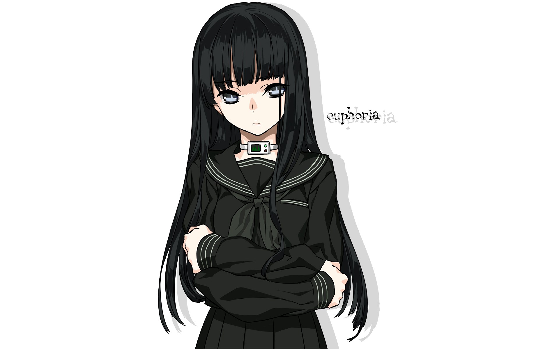 Girl with black hair and choker HD Wallpaper