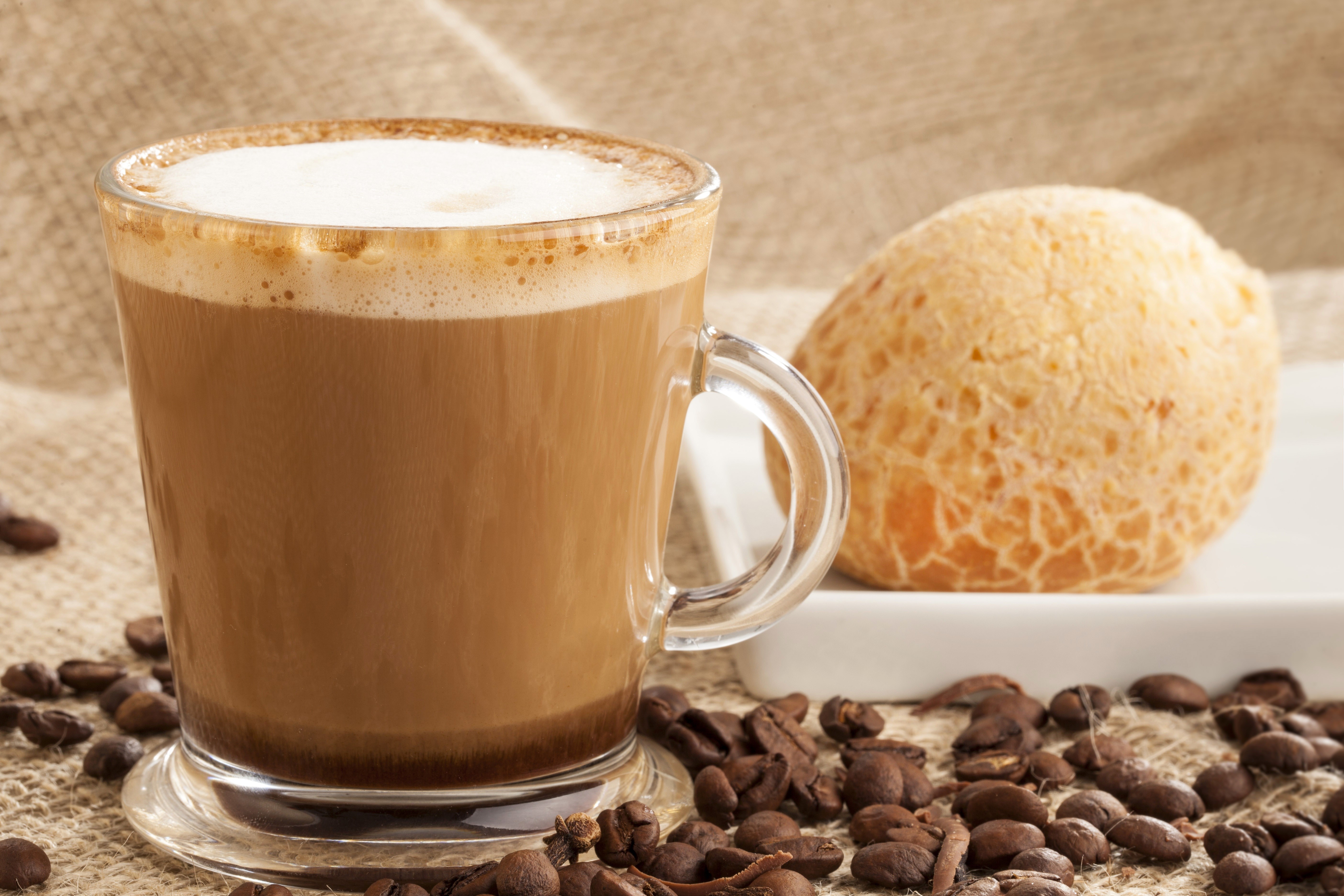 Coffee with foam and a pastry HD Wallpaper