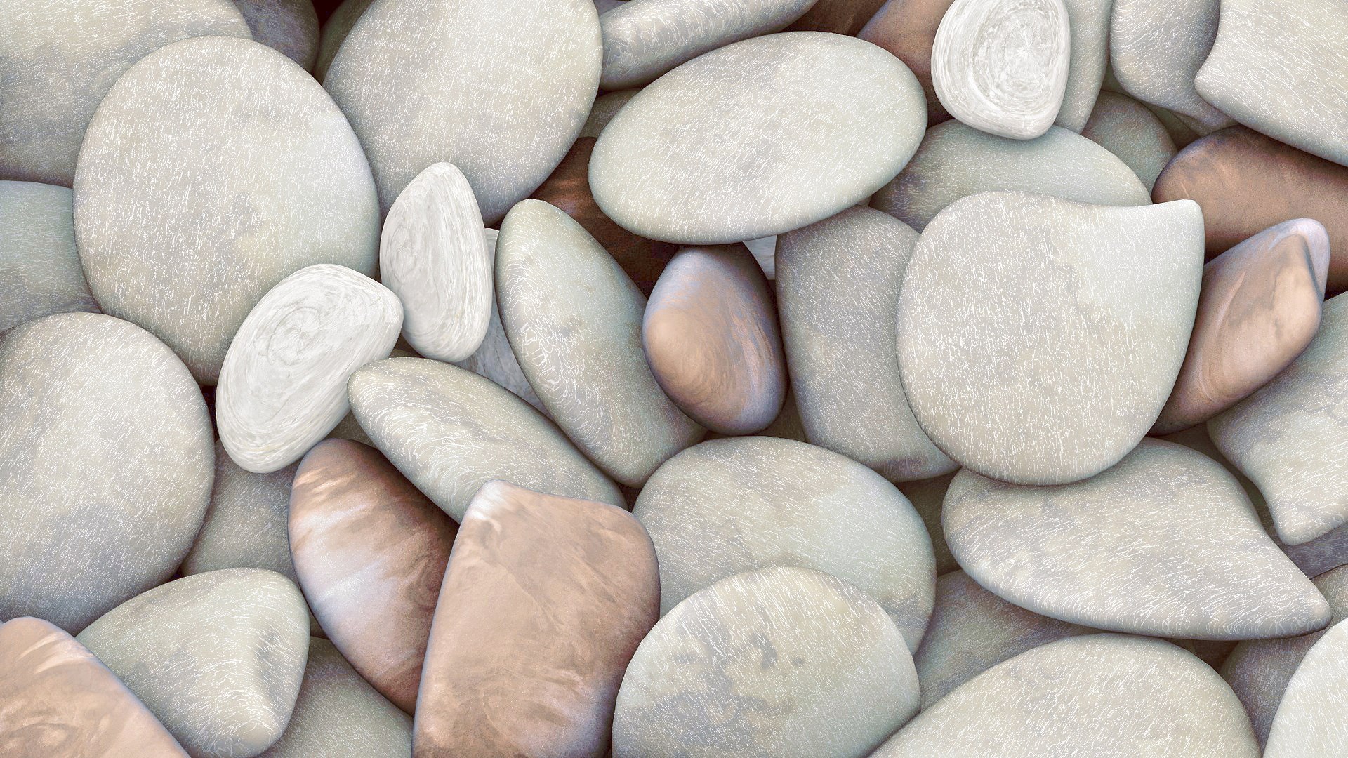Close-up of smooth, rounded pebbles HD Wallpaper