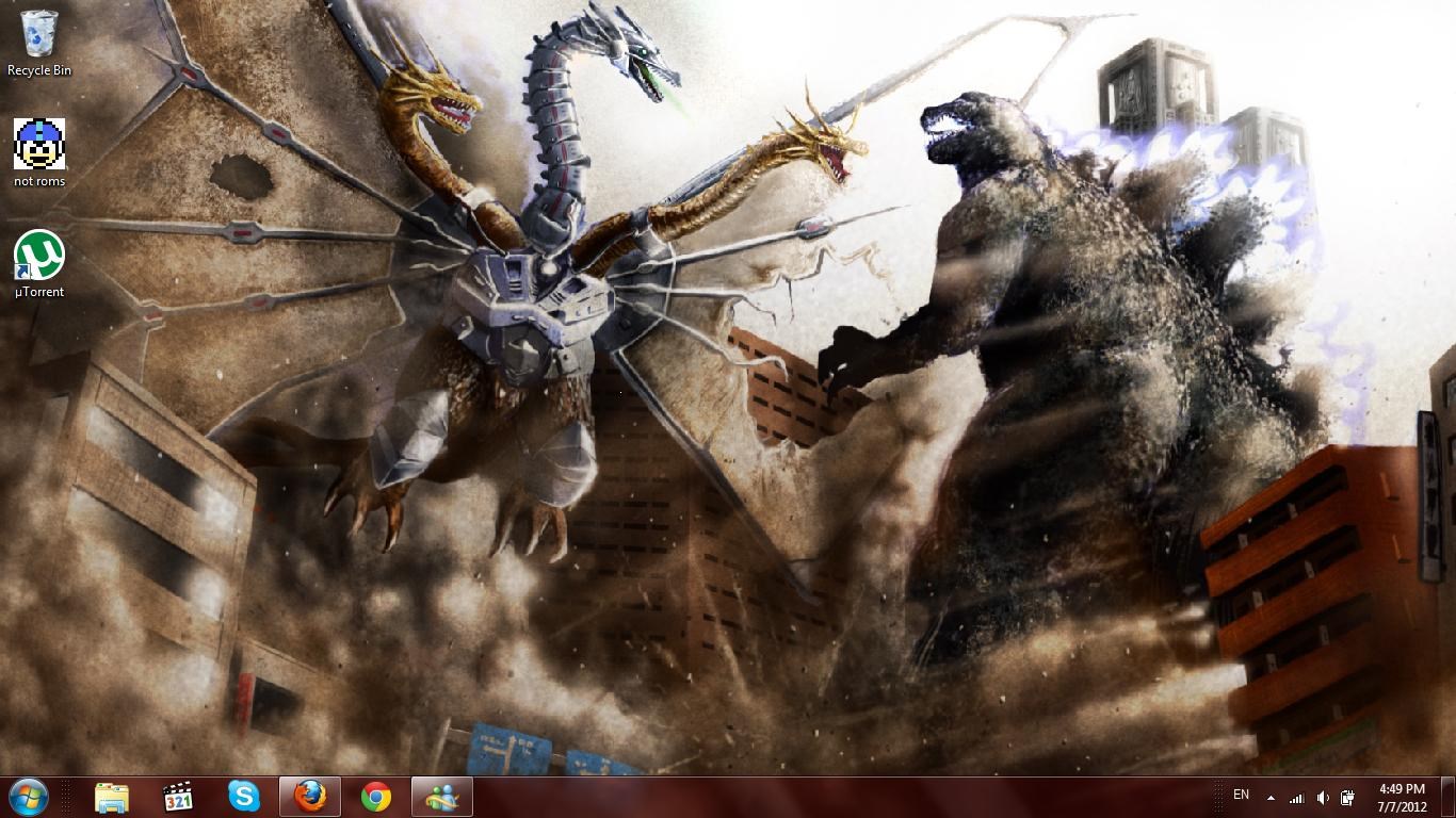 Godzilla vs. King Ghidorah in a city HD Wallpaper