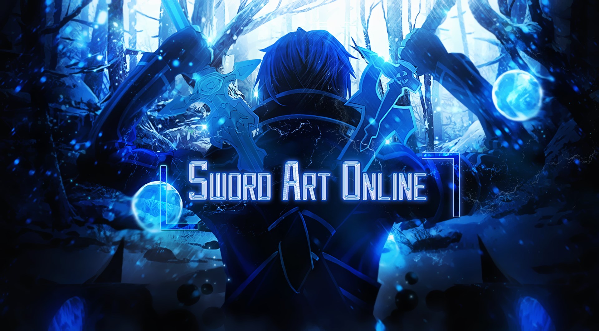 Kirito from Sword Art Online in a blue forest HD Wallpaper