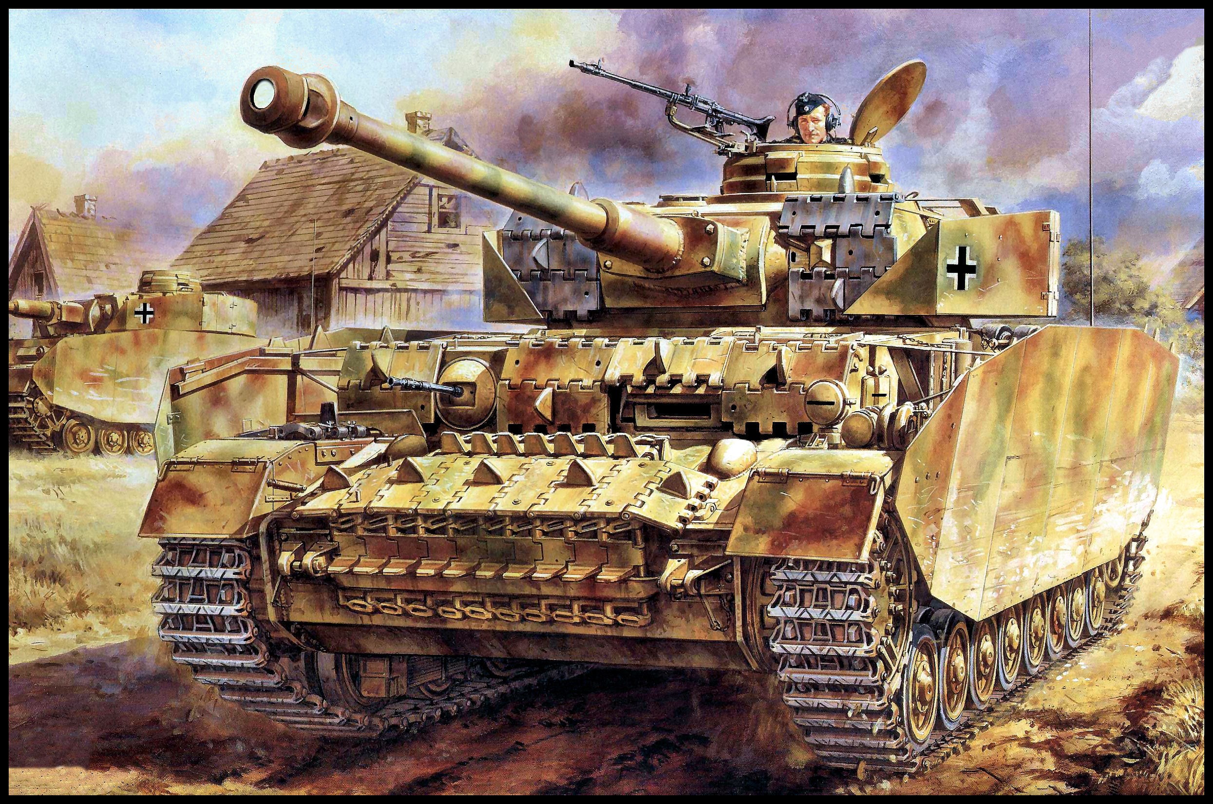Panzer IV tanks in a village setting HD Wallpaper