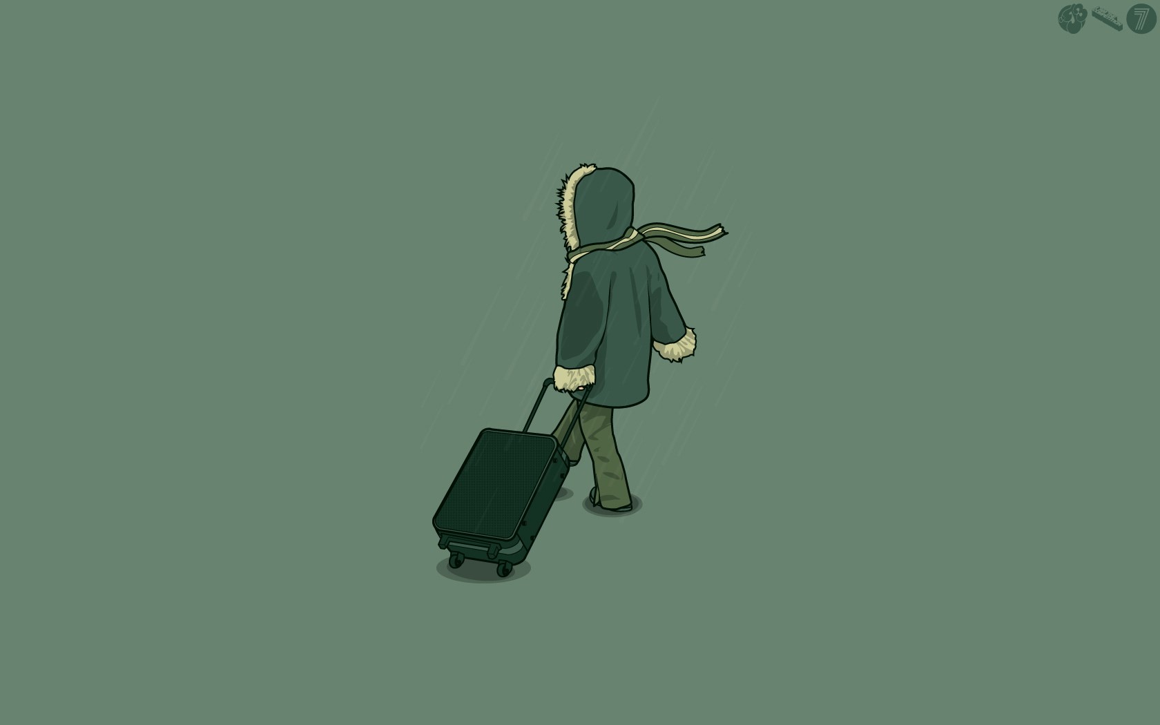 Person with suitcase in the rain HD Wallpaper