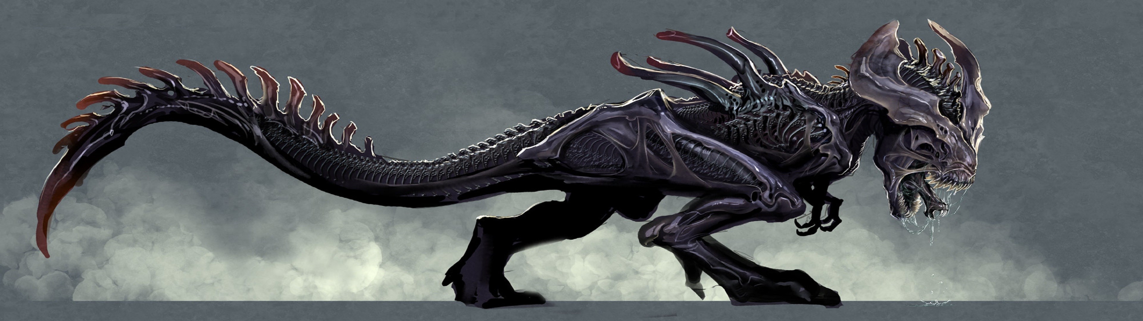 Dark creature with spiky tail and head HD Wallpaper