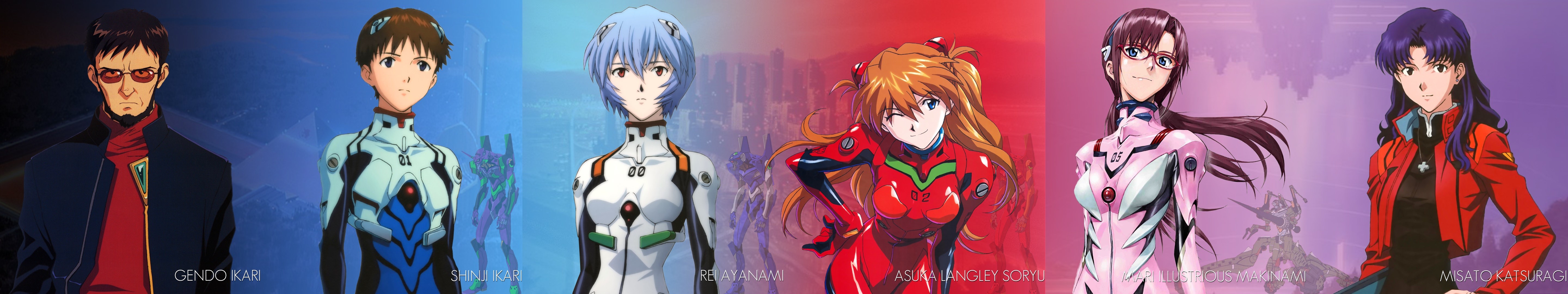 Characters from Neon Genesis Evangelion HD Wallpaper