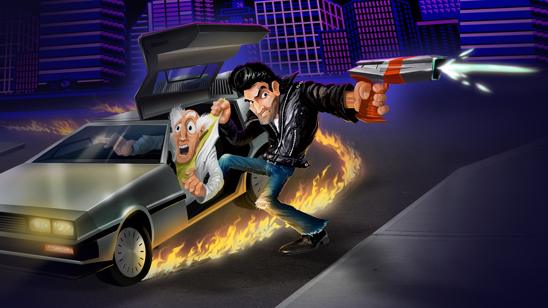 Doc Brown and Biff Tannen from Back to the Future HD Wallpaper