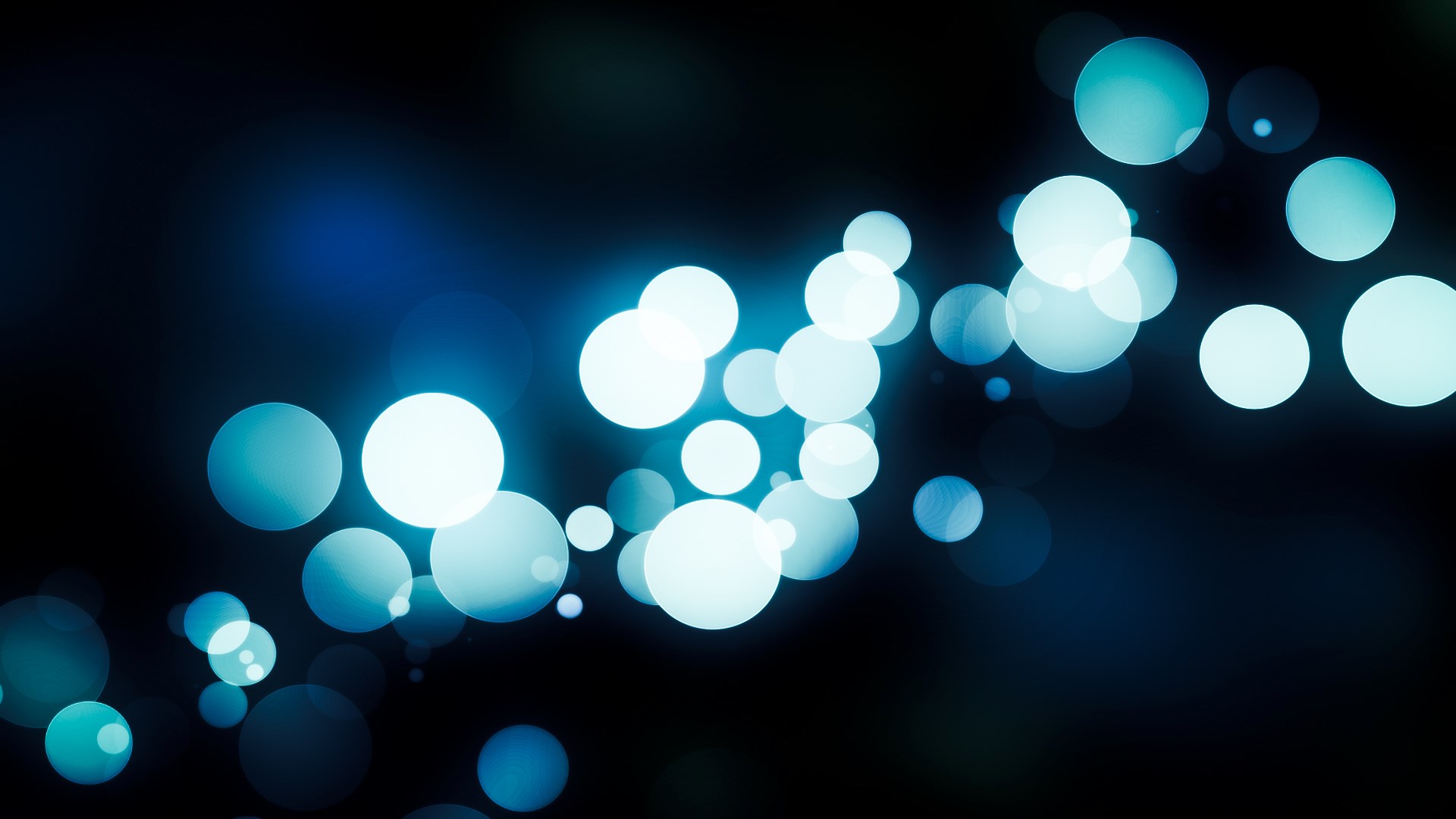 Blue and white bokeh lights on a dark background HD Wallpaper