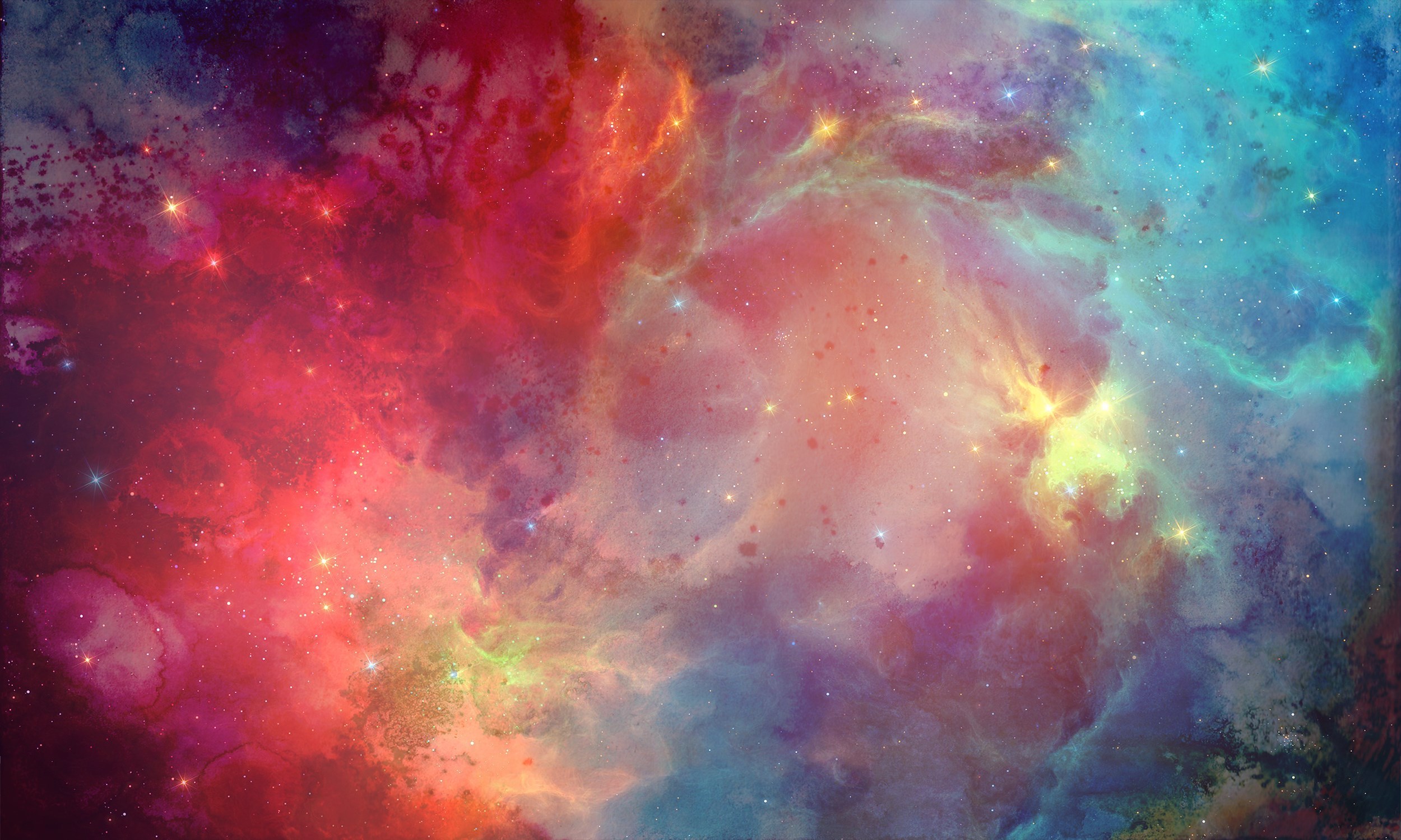 Watercolor Nebula with Stars HD Wallpaper