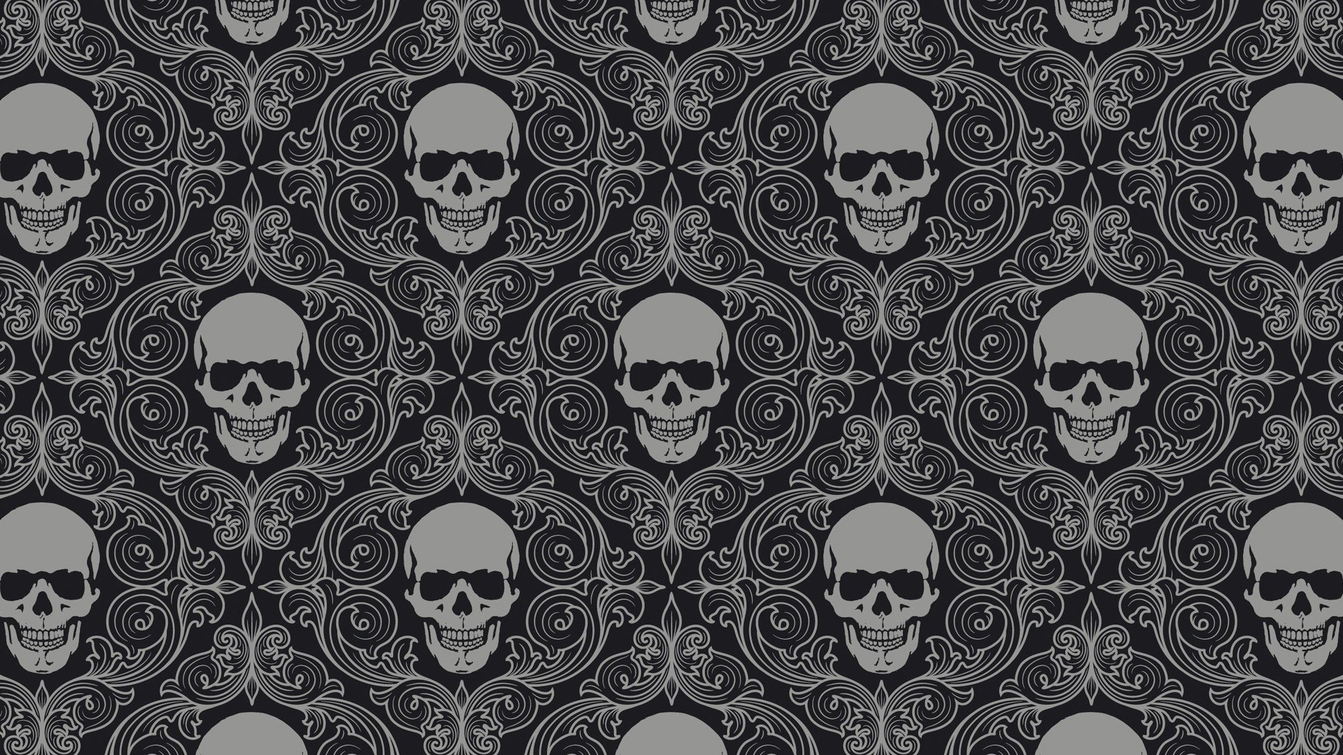 Skull Pattern with Ornate Damask Design HD Wallpaper