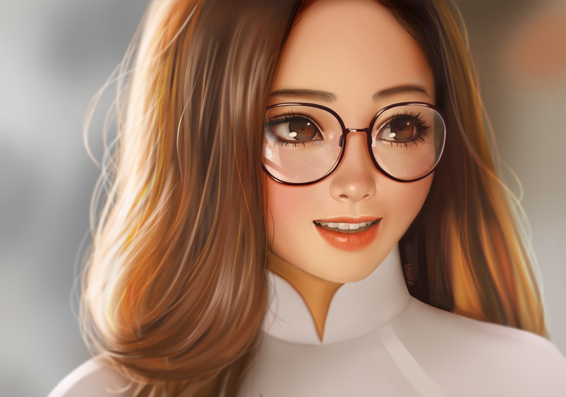Fantasy Portrait of a Girl with Glasses HD Wallpaper
