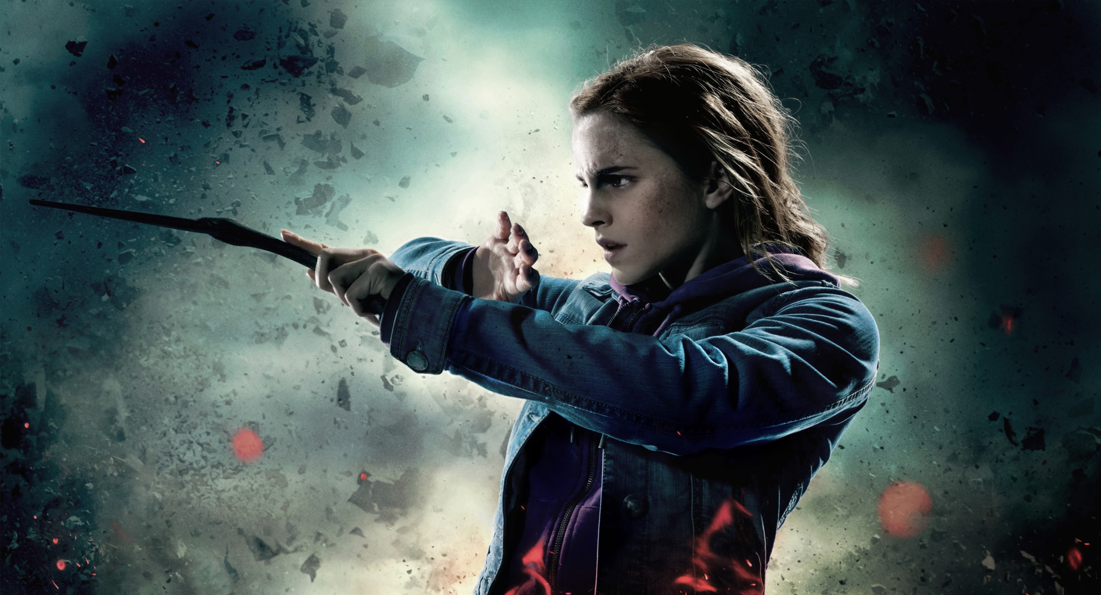 Hermione Granger from Harry Potter casting a spell HD Wallpaper