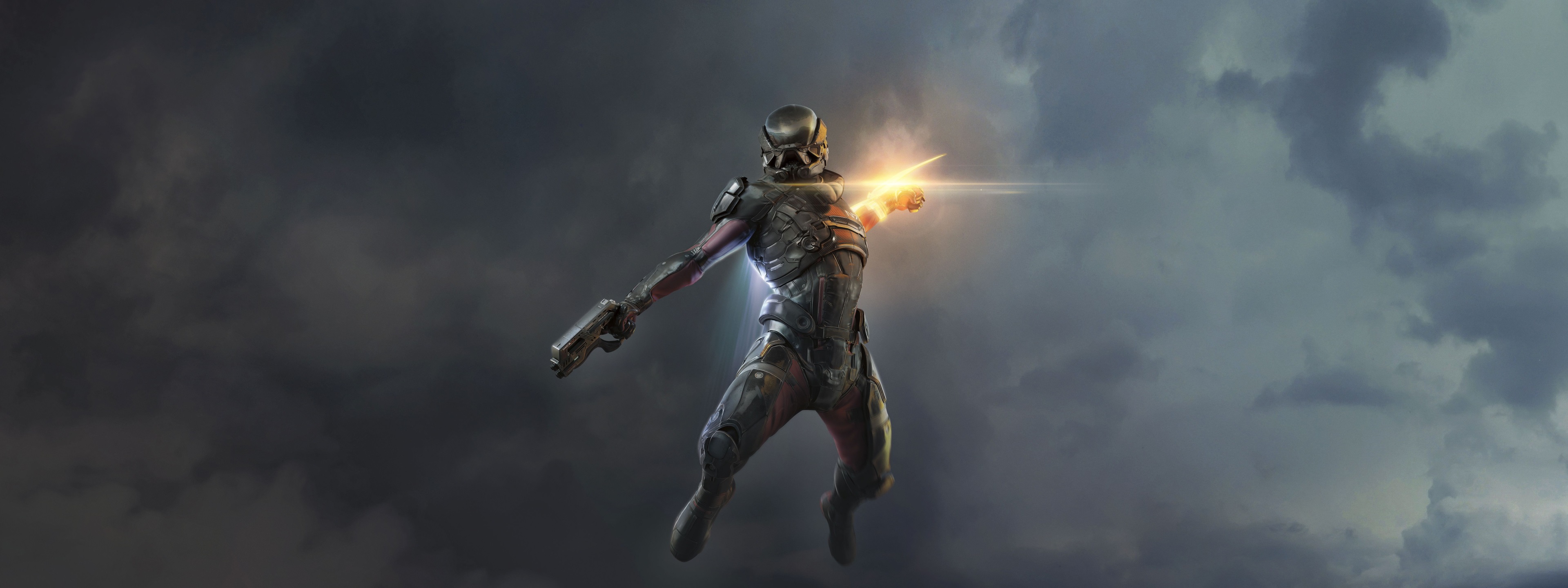 Soldier firing weapon in Mass Effect Andromeda 4K HD Wallpaper