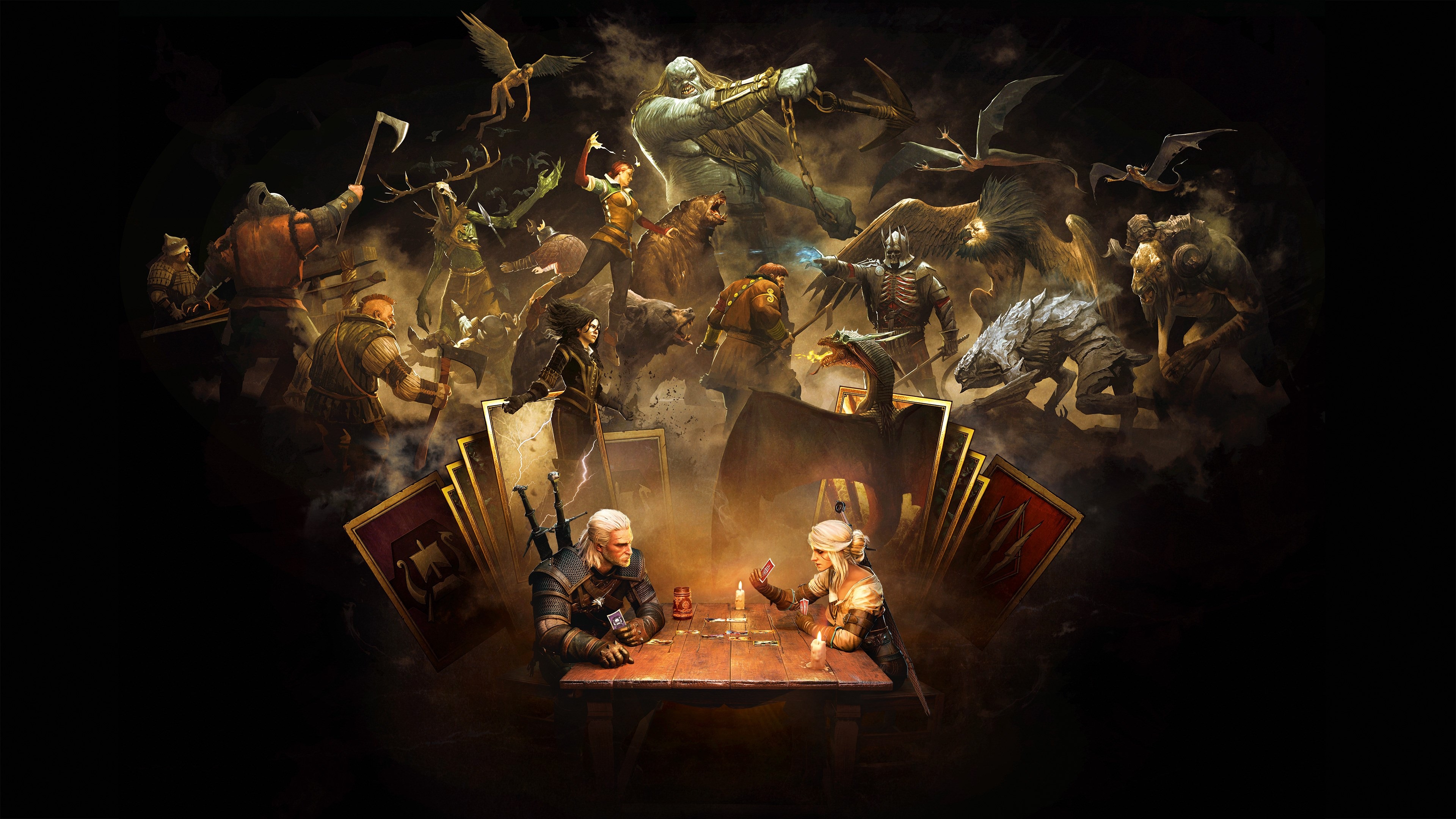 Geralt and Ciri playing Gwent from The Witcher 4K HD Wallpaper