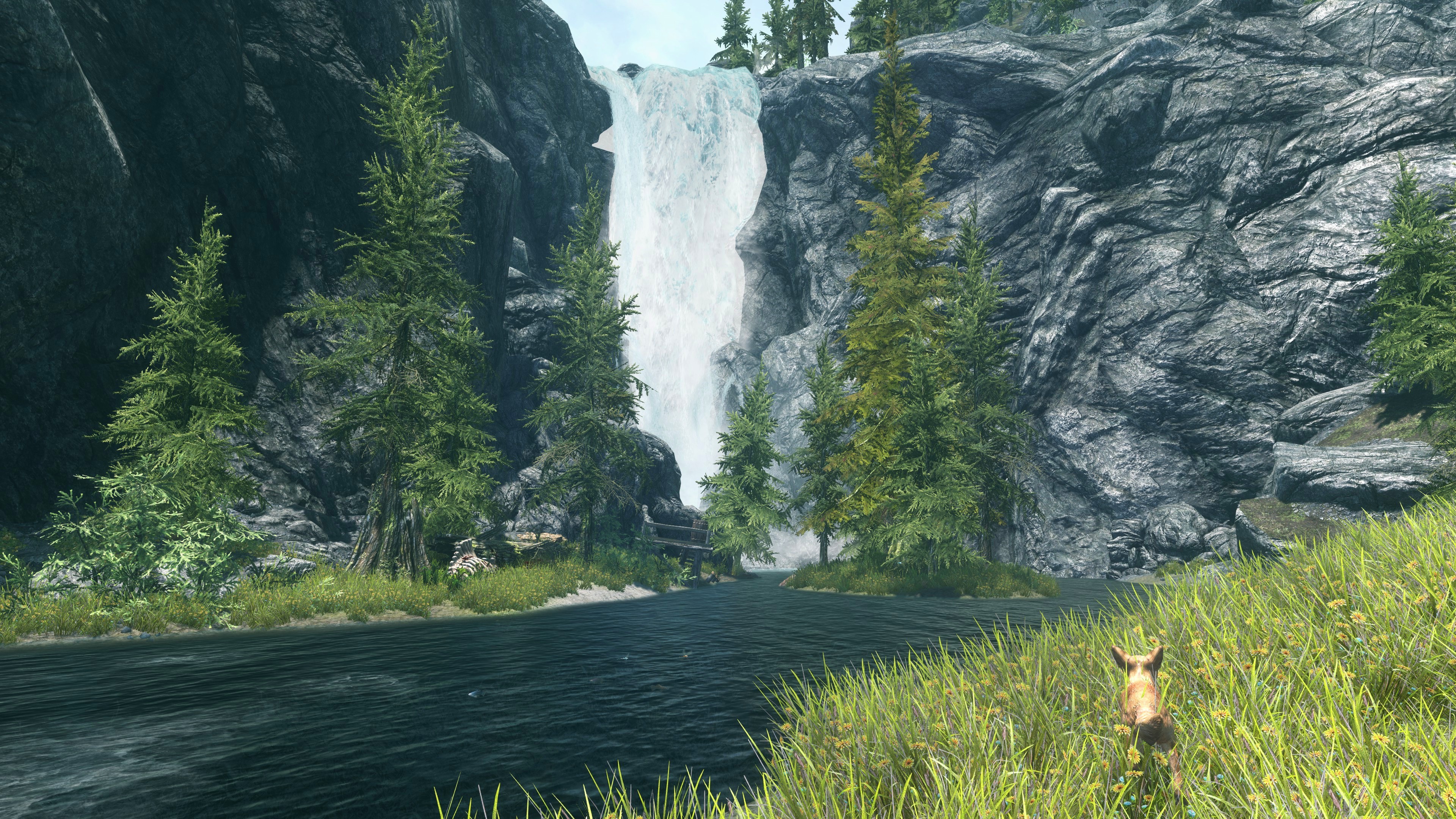 The Elder Scrolls V Skyrim waterfall landscape HD Wallpaper