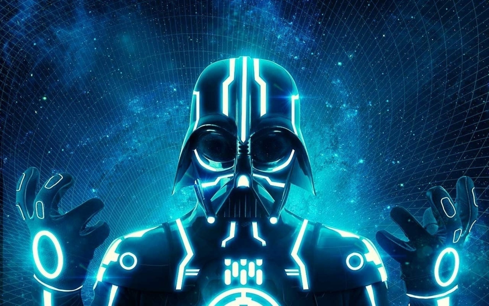Darth Vader from Star Wars in Tron style HD Wallpaper
