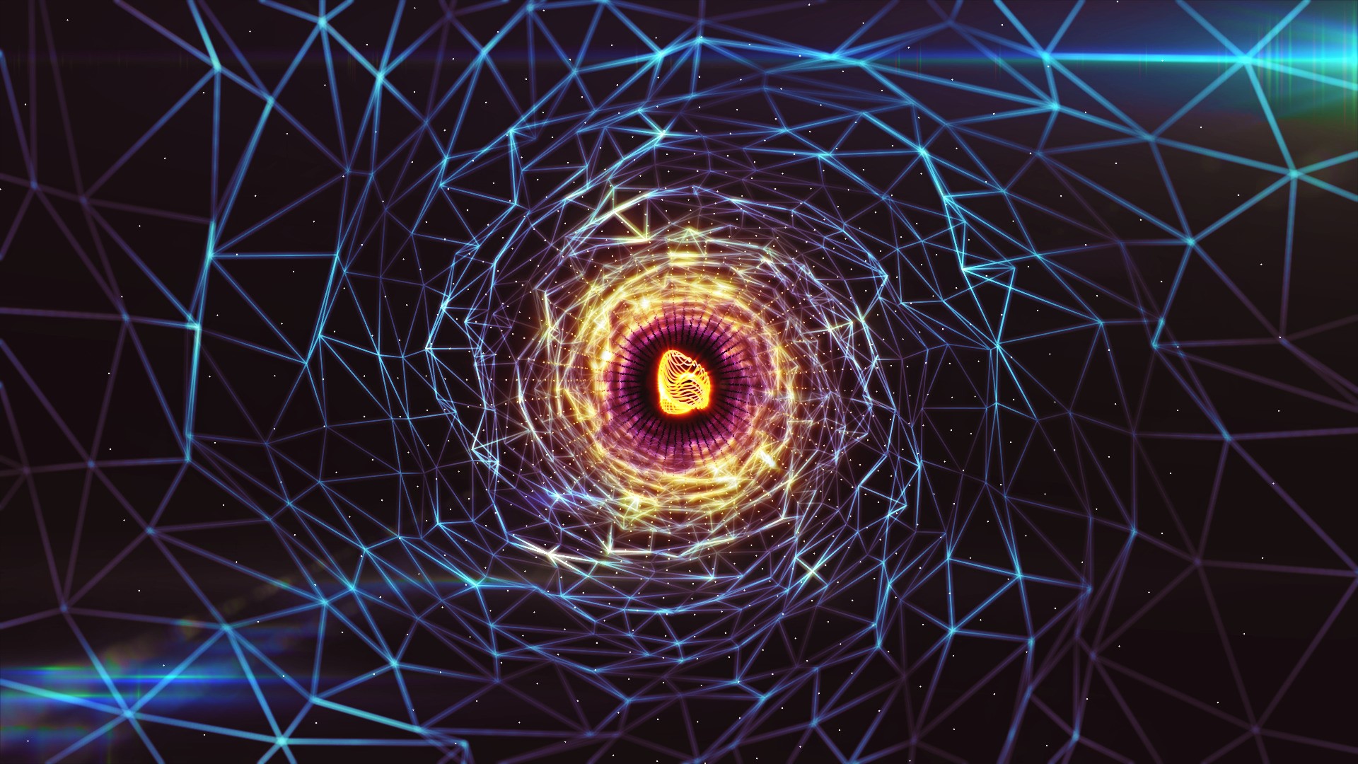 Abstract digital art wireframe tunnel HD Wallpaper