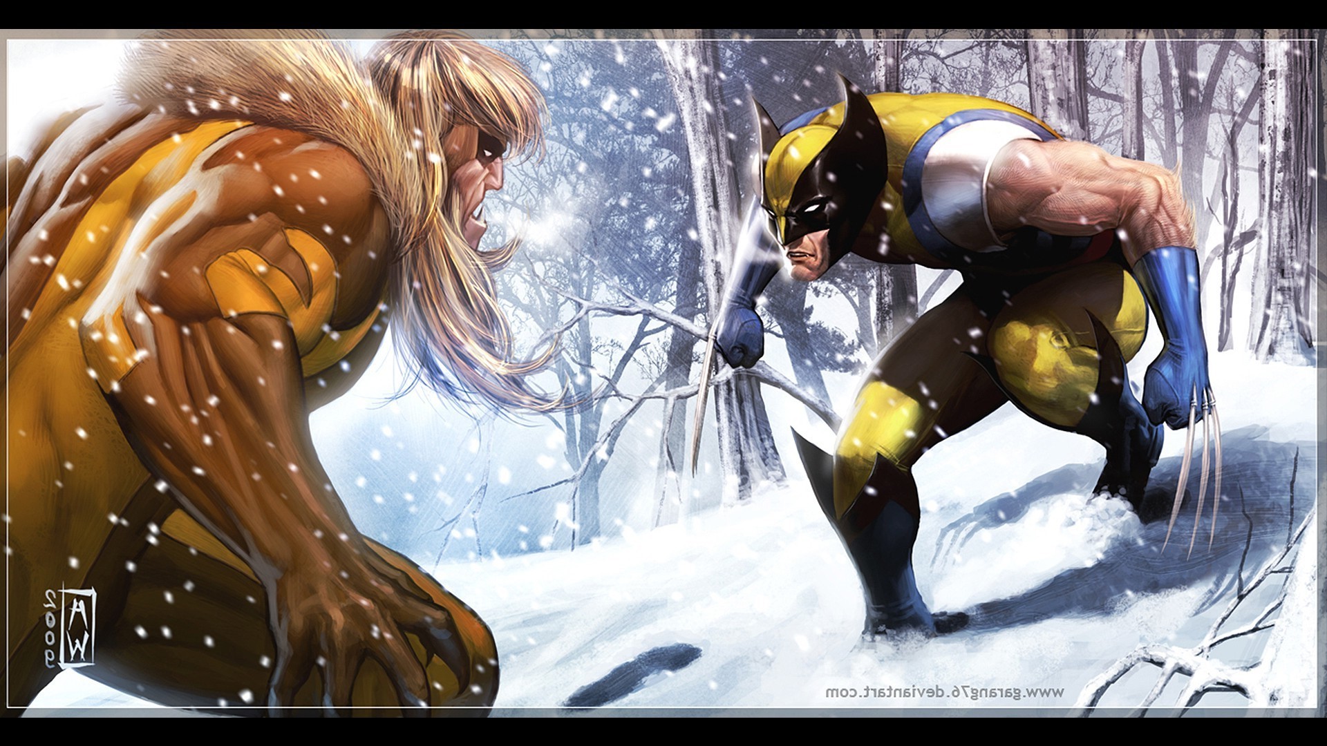 Wolverine vs. Sabretooth in Snow HD Wallpaper