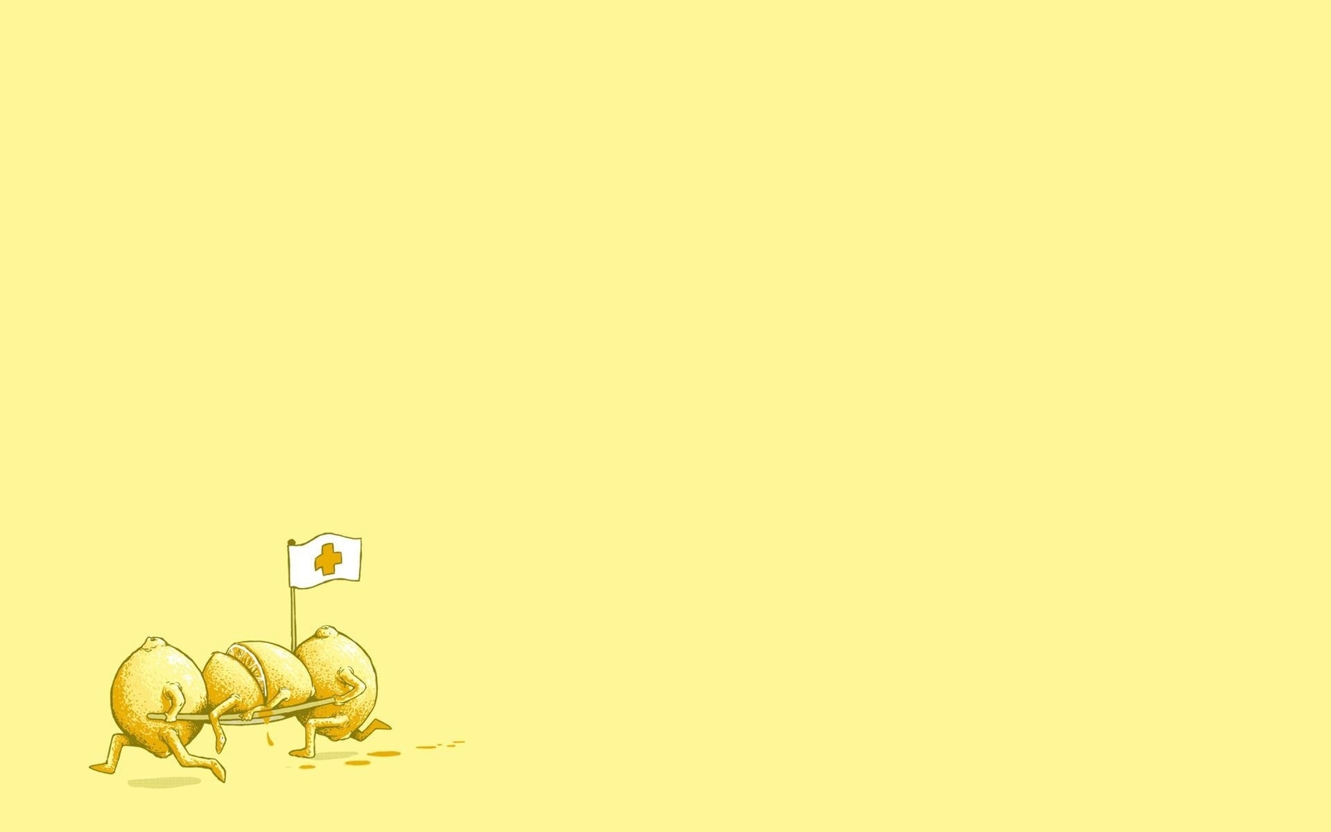 Lemons carrying a wounded lemon with a medical flag HD Wallpaper