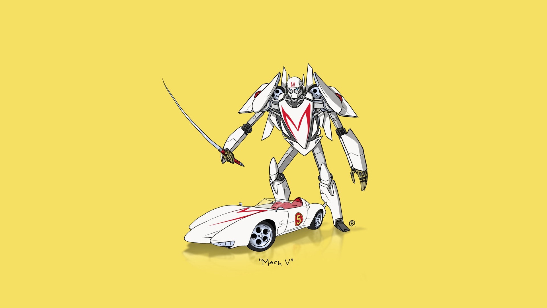 Robot with Mach V car HD Wallpaper
