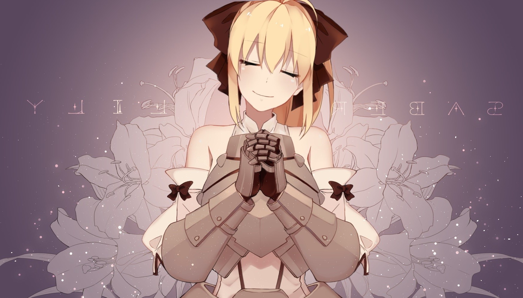 Saber Lily from Fate Series with Lilies HD Wallpaper