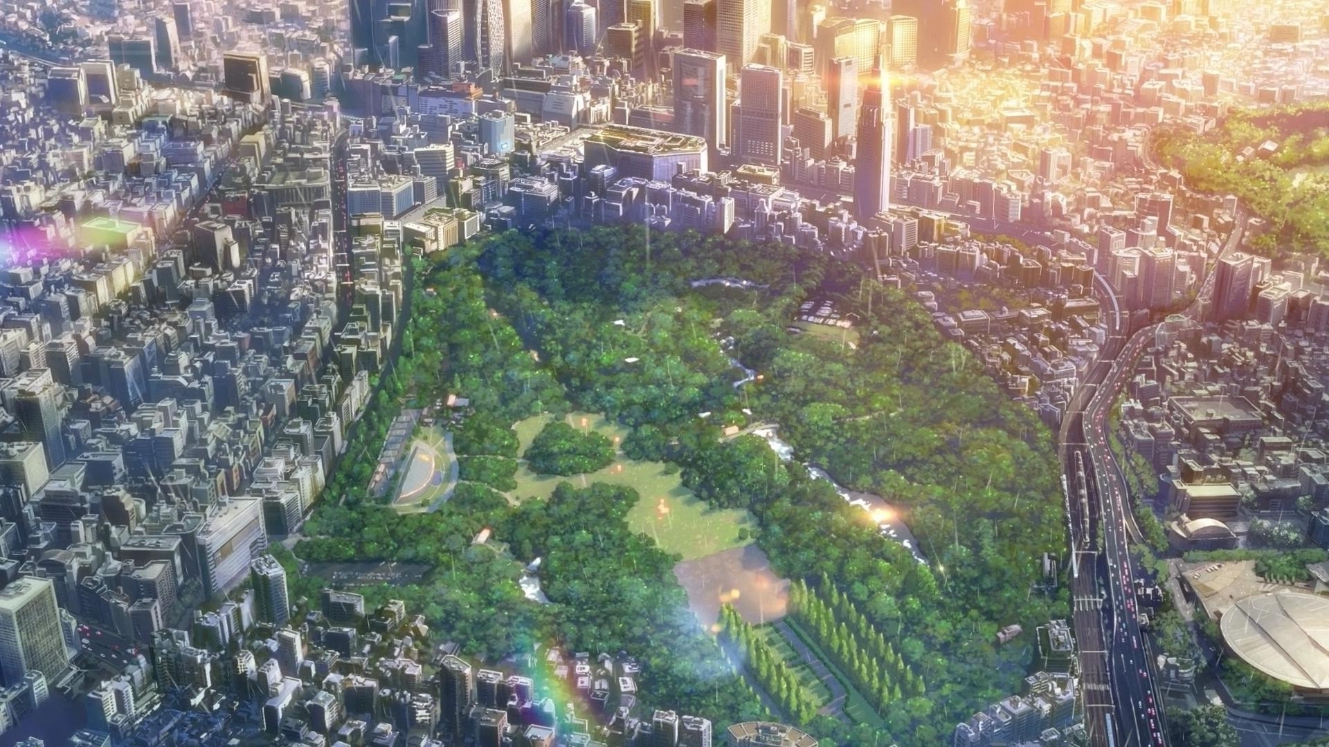 The Garden of Words Makoto Shinkai Cityscape HD Wallpaper