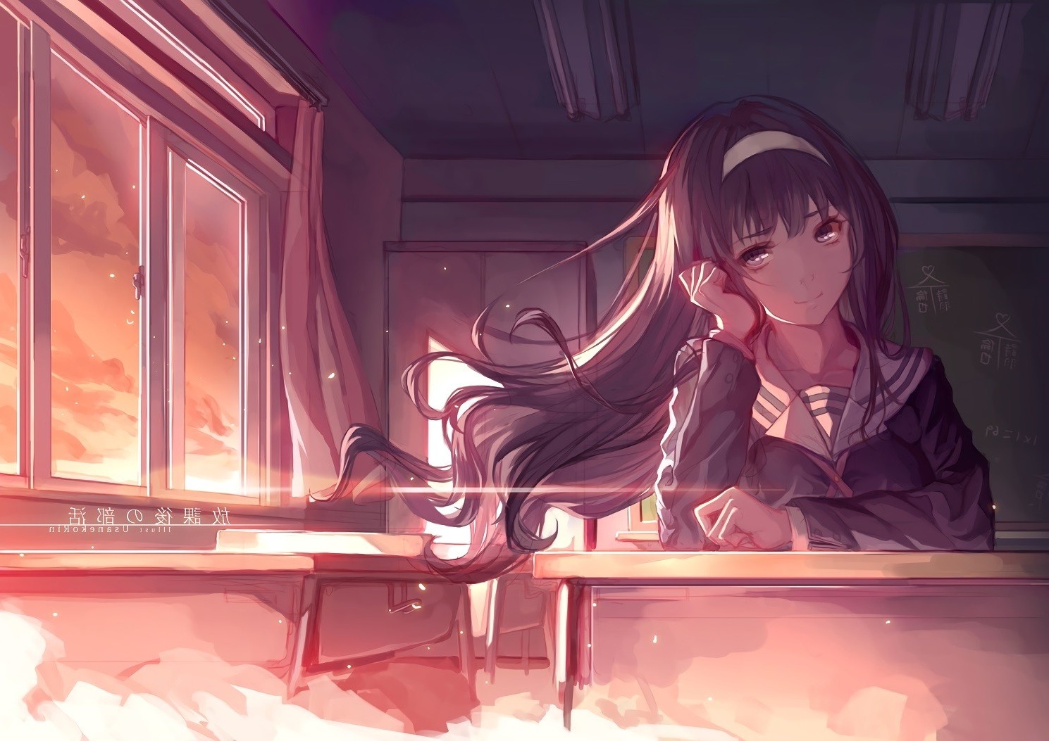 Kasumigaoka Utaha from Saenai Heroine no Sodatekata in a classroom HD Wallpaper