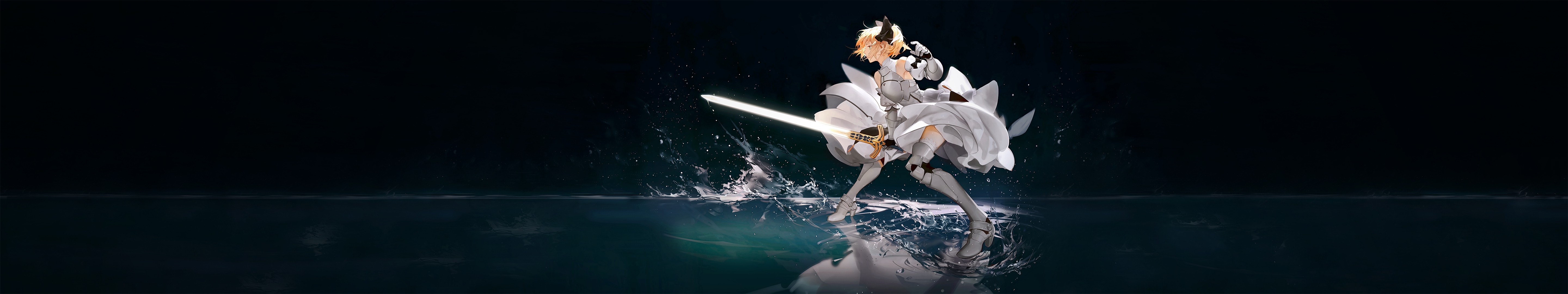 Saber Lily from Fate Series with Sword in Water HD Wallpaper