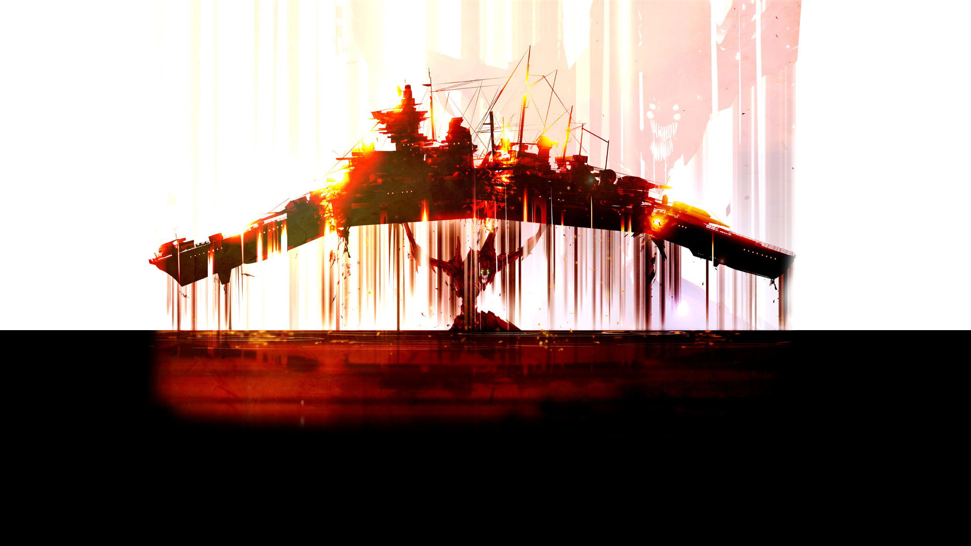 Burning ship from Neon Genesis Evangelion HD Wallpaper
