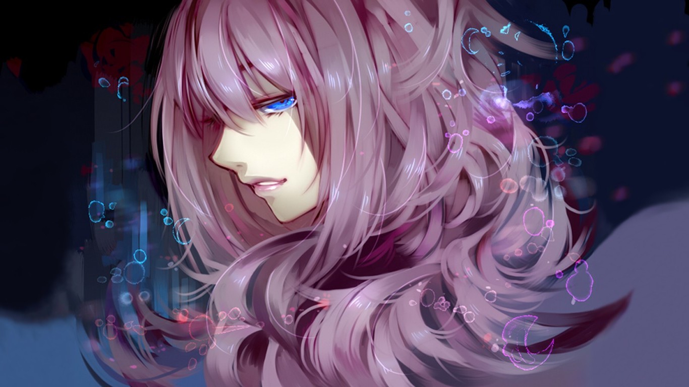Megurine Luka from Vocaloid with pink hair and blue eyes HD Wallpaper
