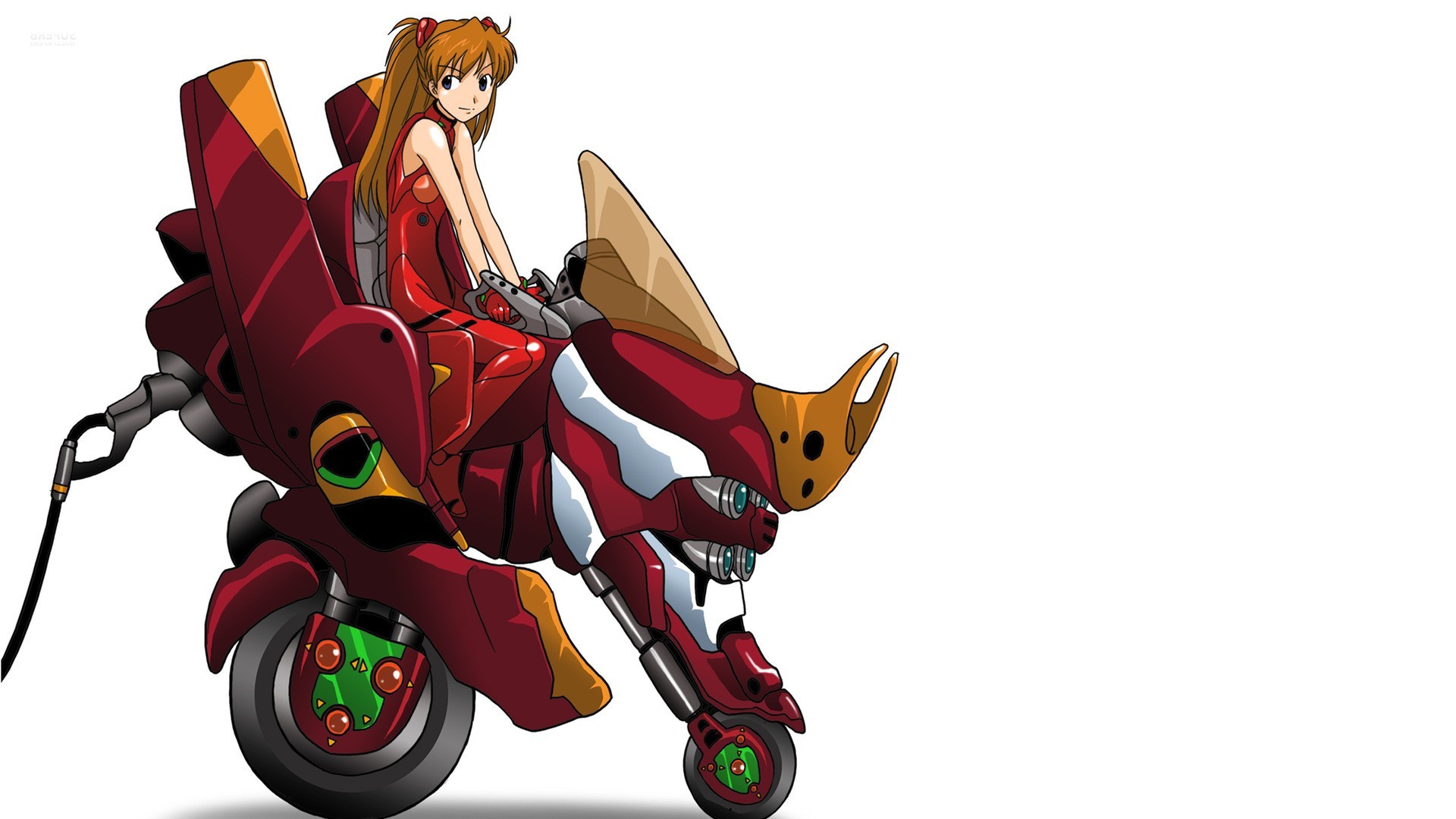 Asuka Langley Soryu from Neon Genesis Evangelion on a mech HD Wallpaper