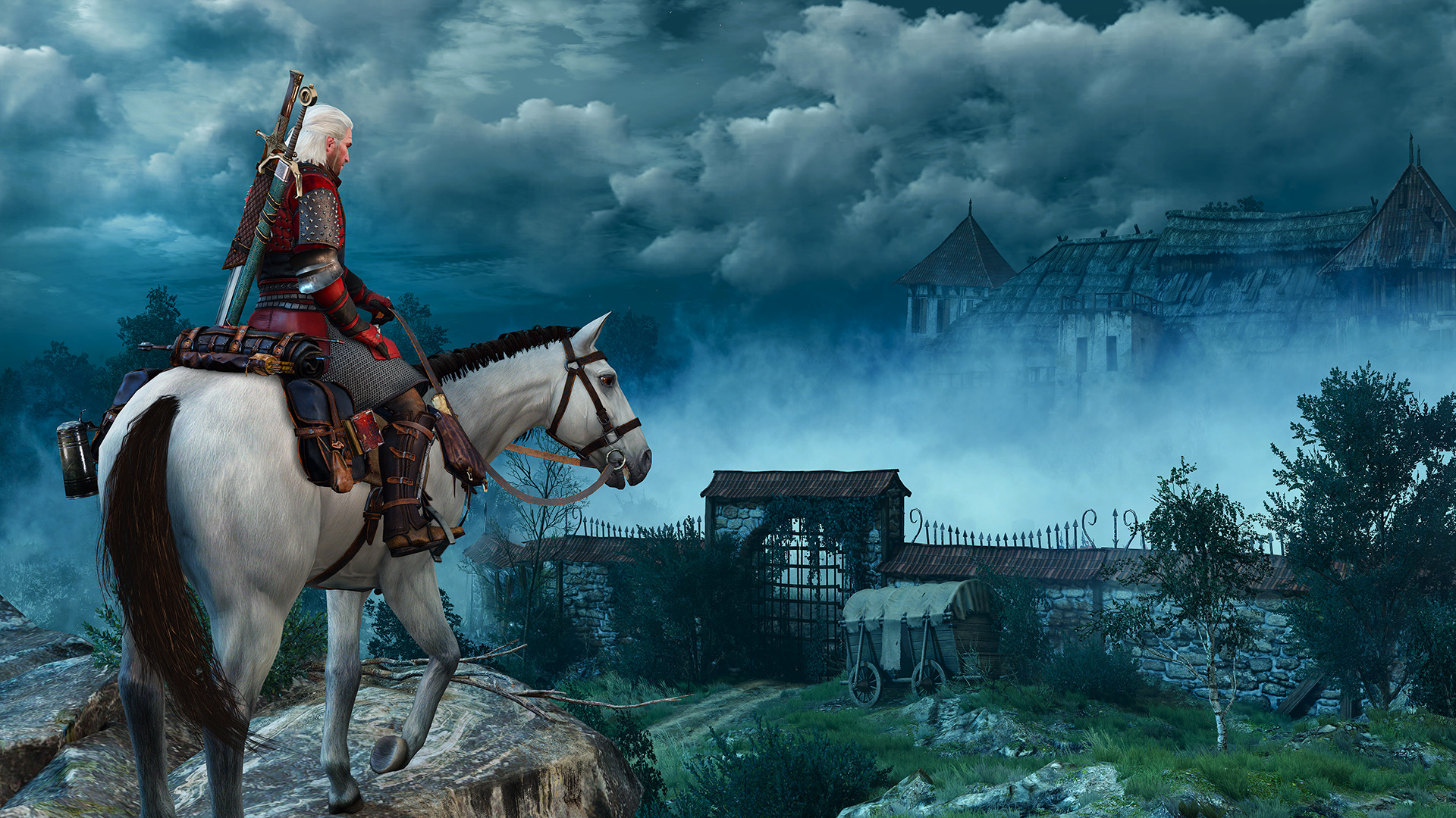 Geralt of Rivia on horseback in The Witcher 3 HD Wallpaper