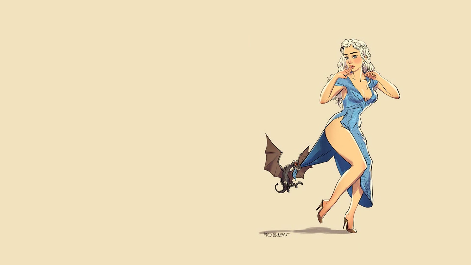 Daenerys Targaryen from Game of Thrones with a dragon HD Wallpaper