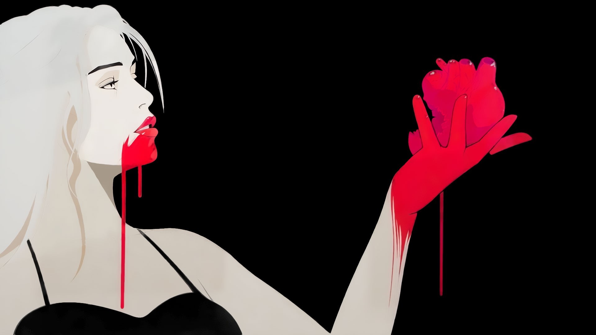 Woman holding a bloody heart HD Wallpaper