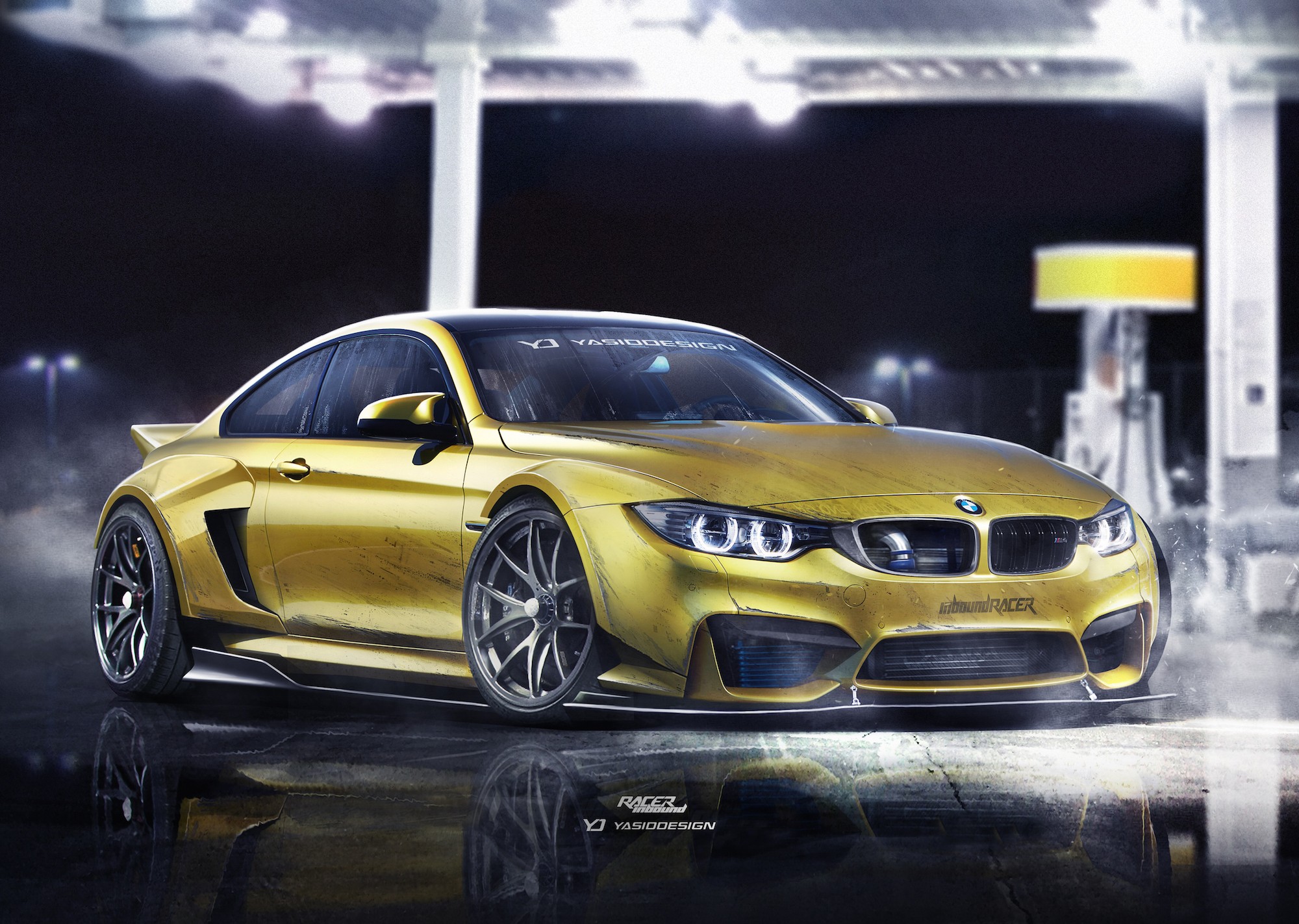 Yellow BMW M4 Yasiddesign Render Artwork HD Wallpaper
