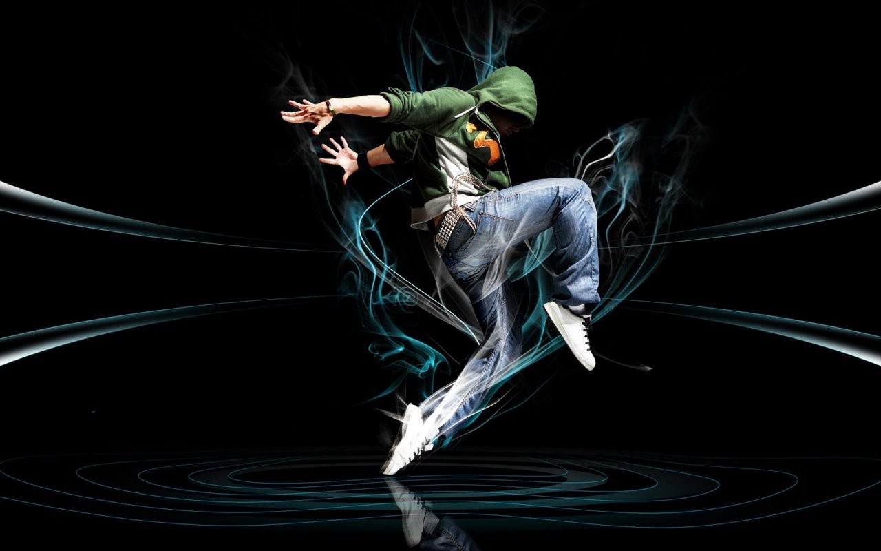 Man in hoodie dancing with smoke effects HD Wallpaper