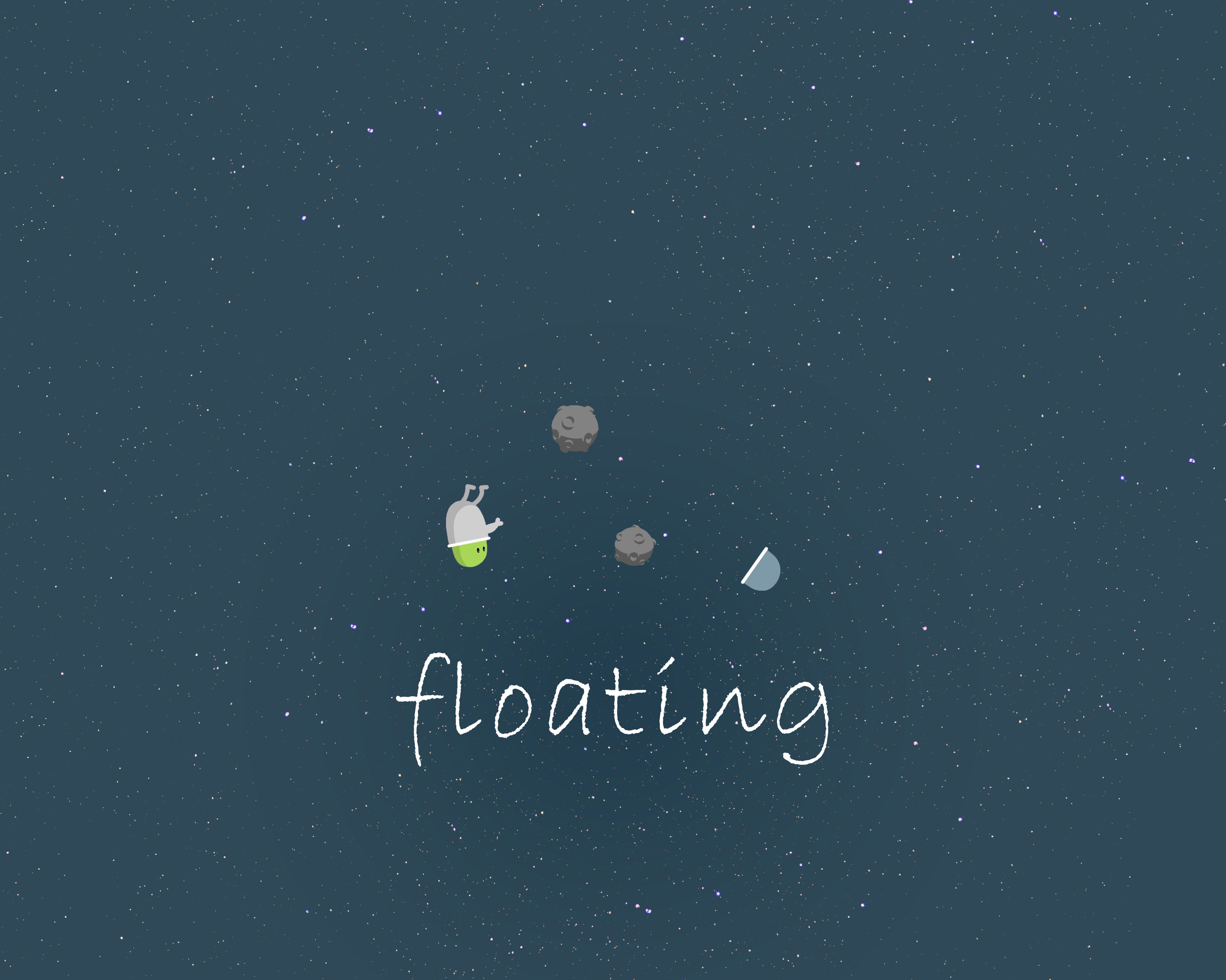 Astronaut floating in space with asteroids and text HD Wallpaper