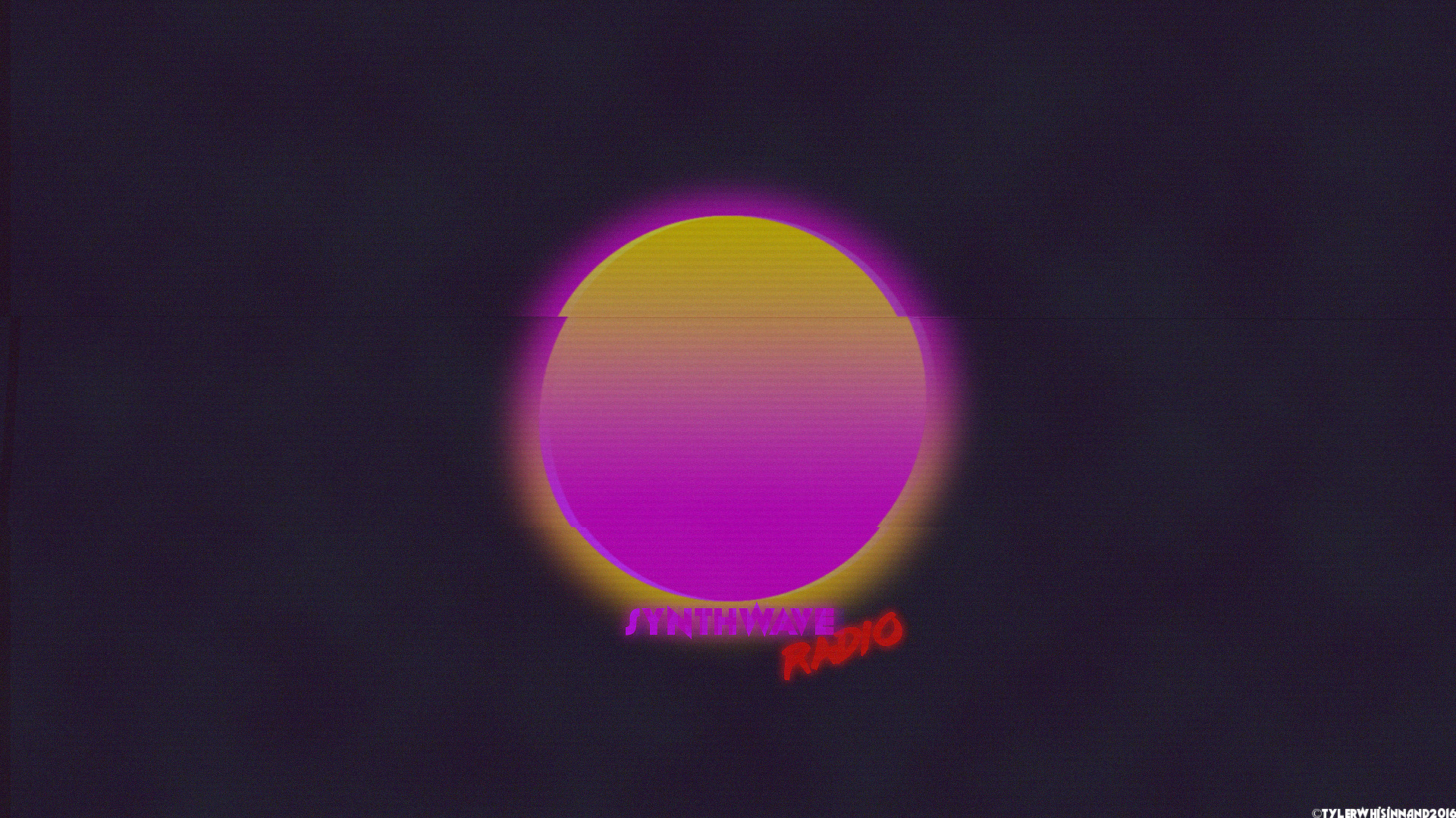 Synthwave Radio Logo with Retro Sun HD Wallpaper