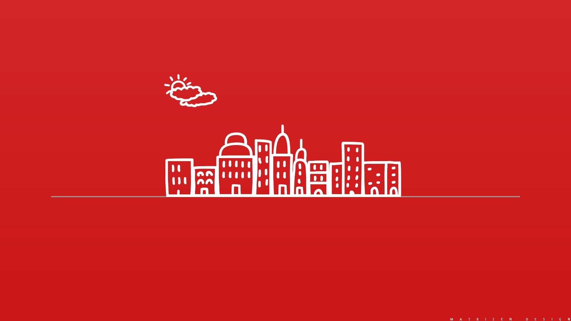 Minimalist white cityscape on red background HD Wallpaper