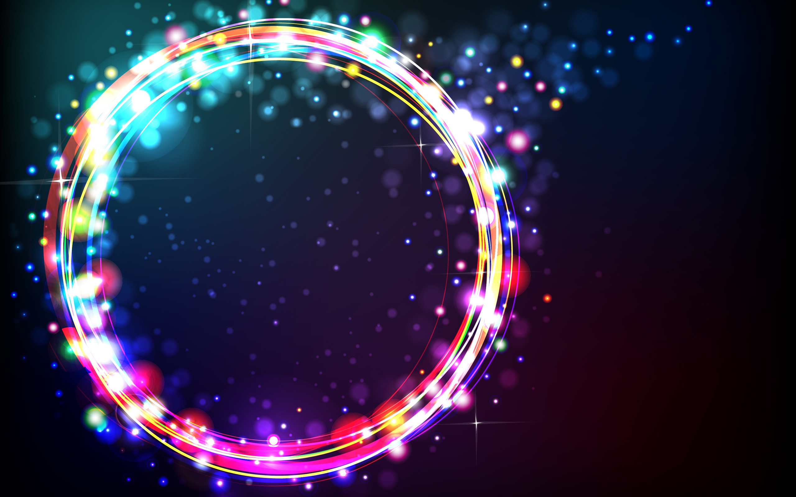 Abstract colorful glowing circle with bokeh lights HD Wallpaper